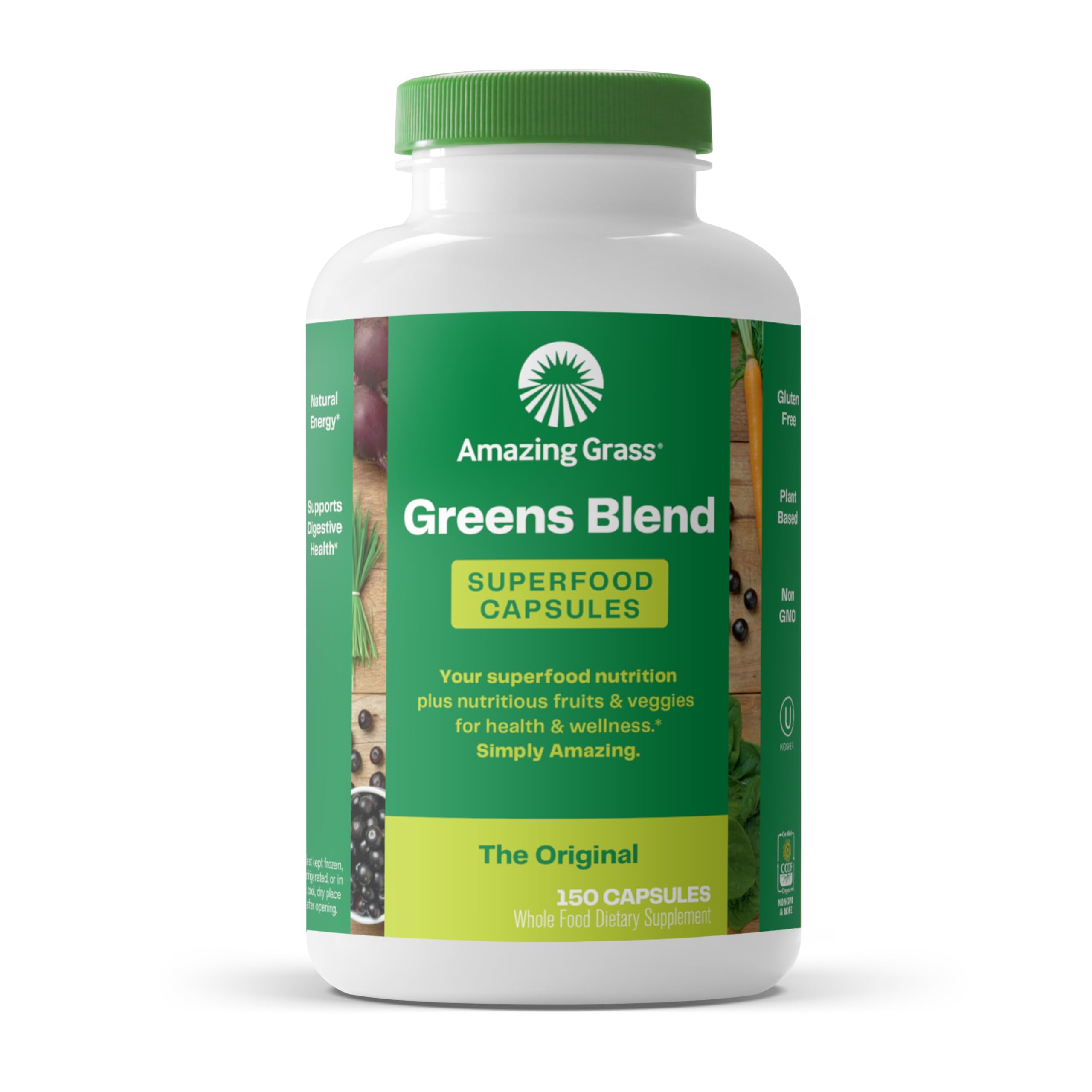 Amazing Grass Greens Superfood Powder - Organic Super Greens Blend with Digestive Enzymes, Probiotics, Spirulina, Chlorella & Beet Root Powder - 150 Servings - Boost Energy & Digestion - Perfect for Smoothies, Juices & Daily Wellness Routine