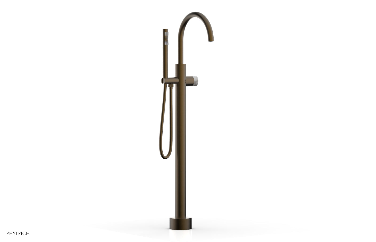 BASIC II Tall Floor Mount Tub Filler with Marble Handle & Hand Shower - Model 230 47 01 - Perfect for Modern Bathroom Renovations and Spa-Like Showers
