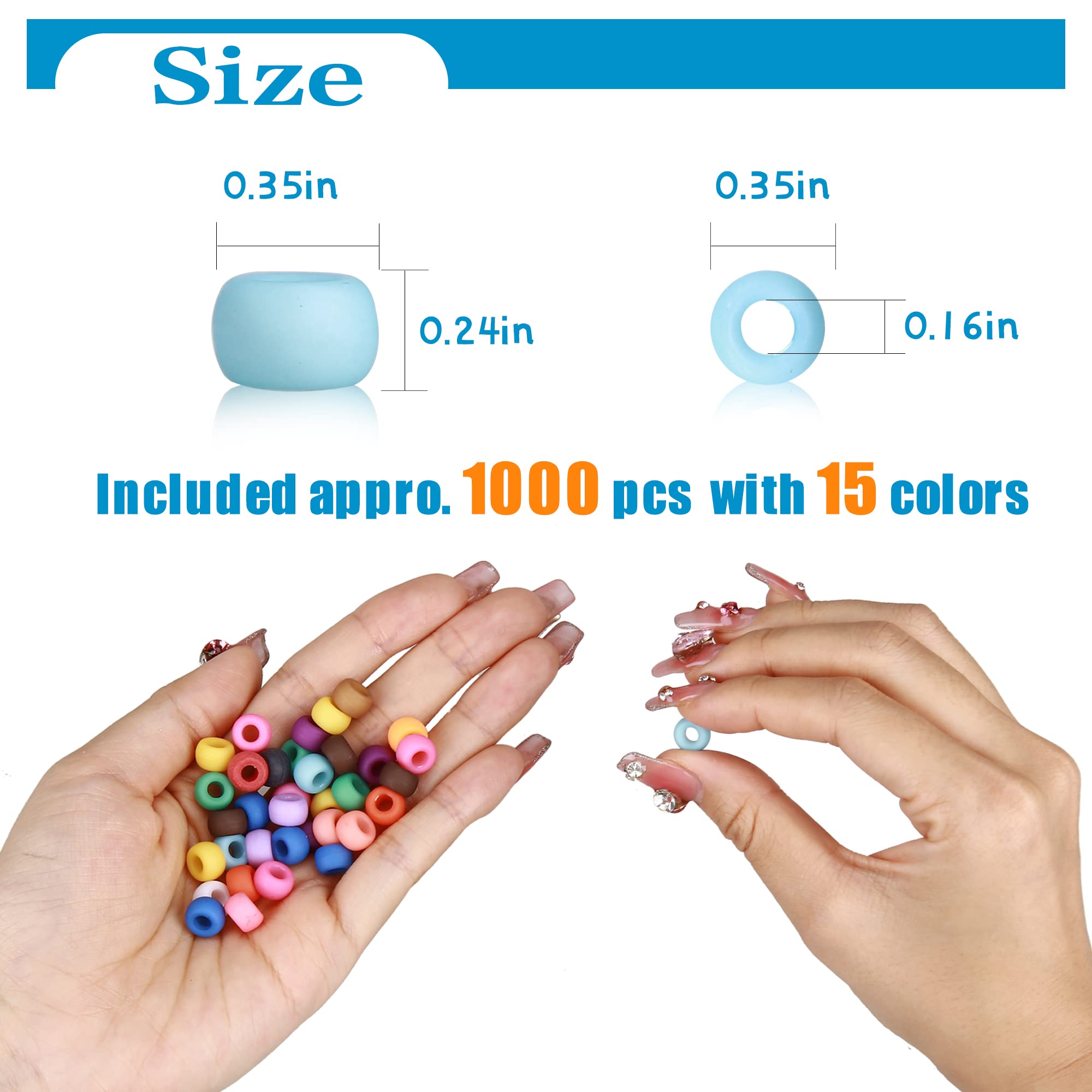 Megoogo 3300 PCS 9MM Mixed Color Frosted Plastic Pony Beads for DIY Bracelet Making, Necklace & Keychain Craft Supplies - Perfect for Kids Jewelry Making, Friendship Bracelets & Party Favors
