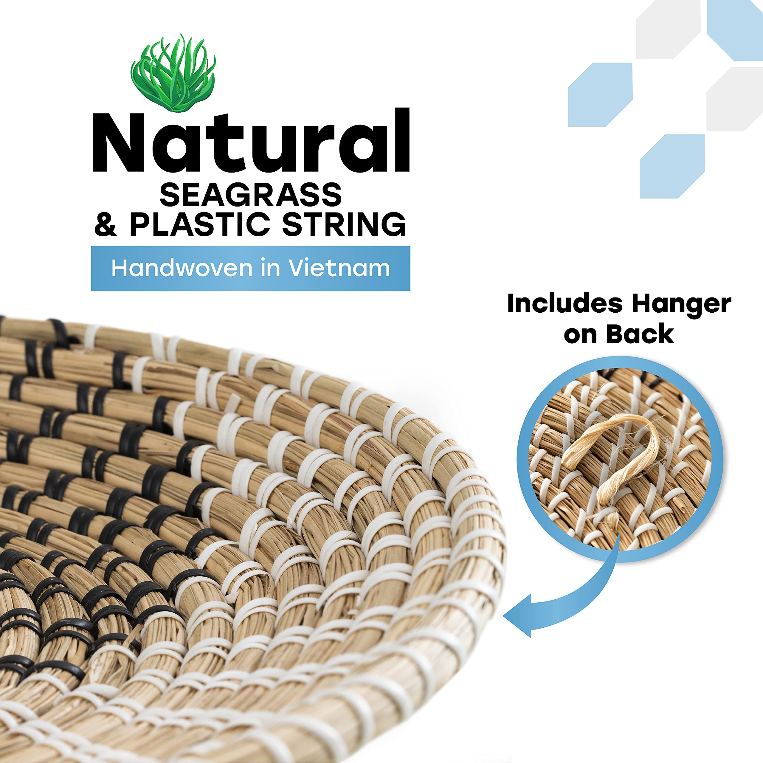 Natural Seagrass Woven Wall Basket - 13.7