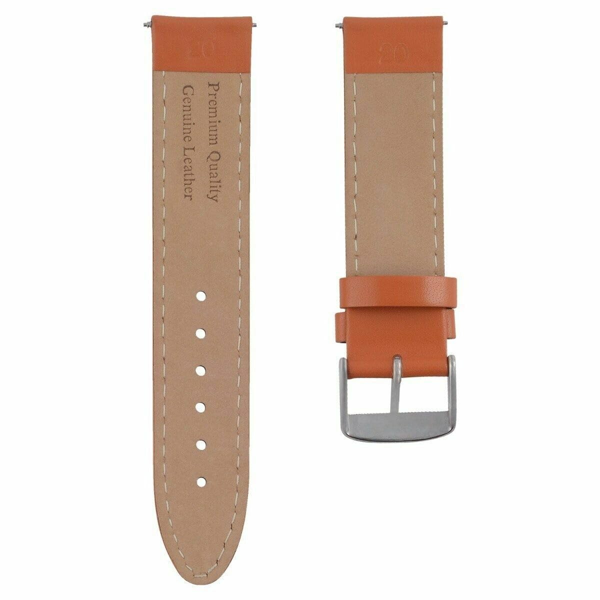 20mm Smooth Genuine Leather Watch Band Strap for Men - Replacement Strap Compatible with Montblanc Watches - Orange Color - Perfect for Business, Casual & Formal Occasions