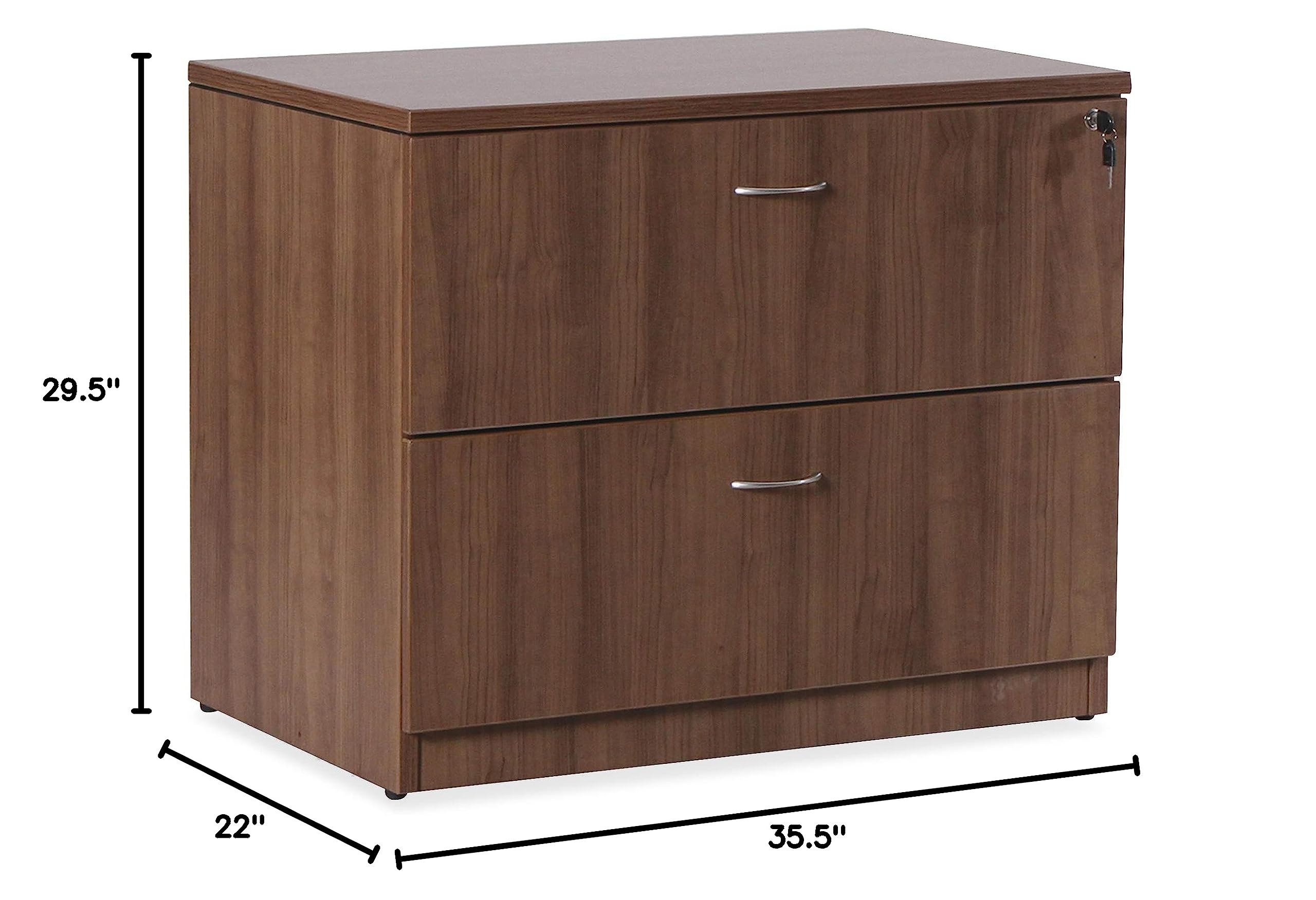 Lorell Essentials Series Walnut Laminate Lateral File Cabinet - Stylish Office Storage Solution for Documents & Files