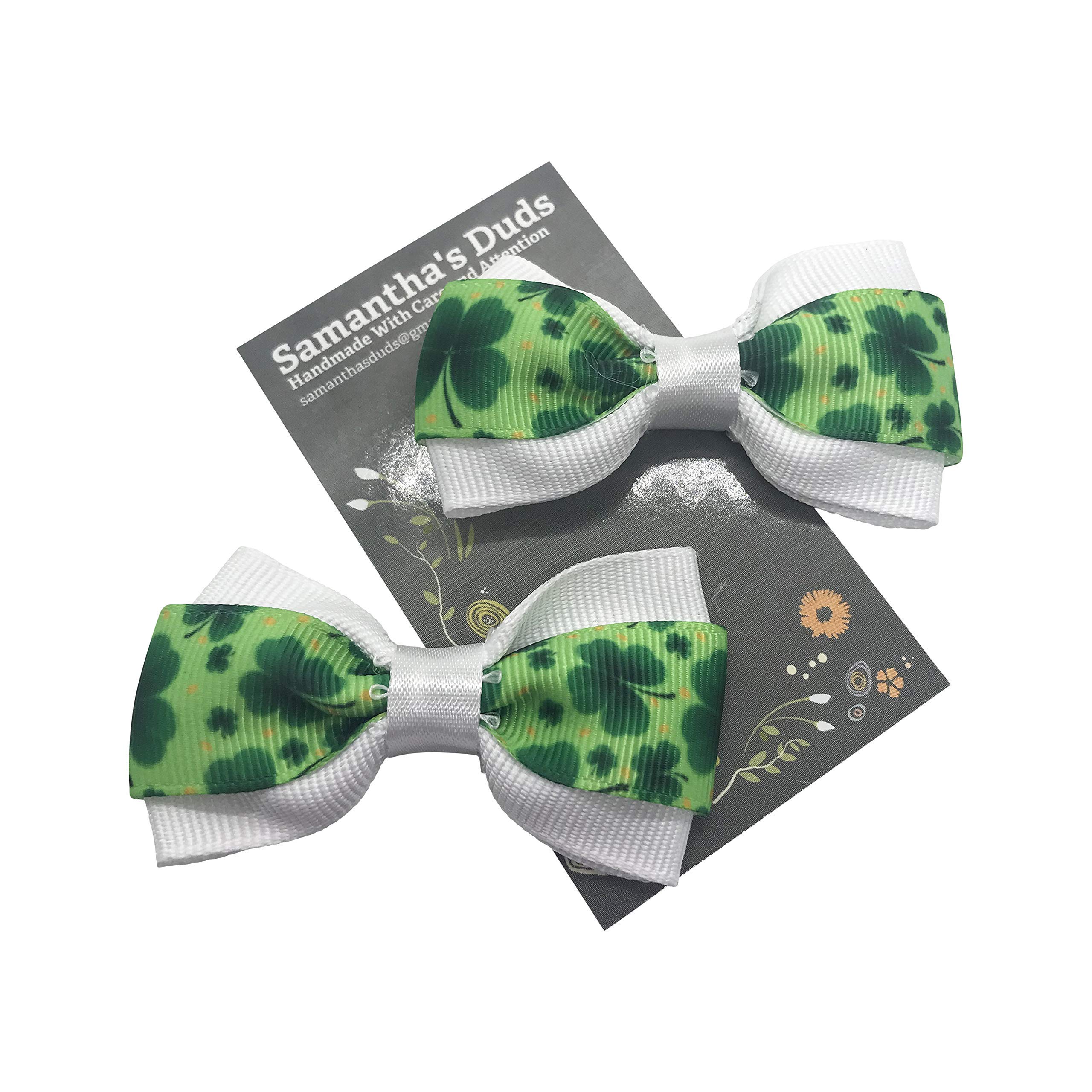 St. Patrick's Day Hair Bows for Girls - 6 Pack Green Shamrock Toddler Hair Accessories for Pigtails, Ponytails & Braids - Perfect for School, Parties & Irish Festivals