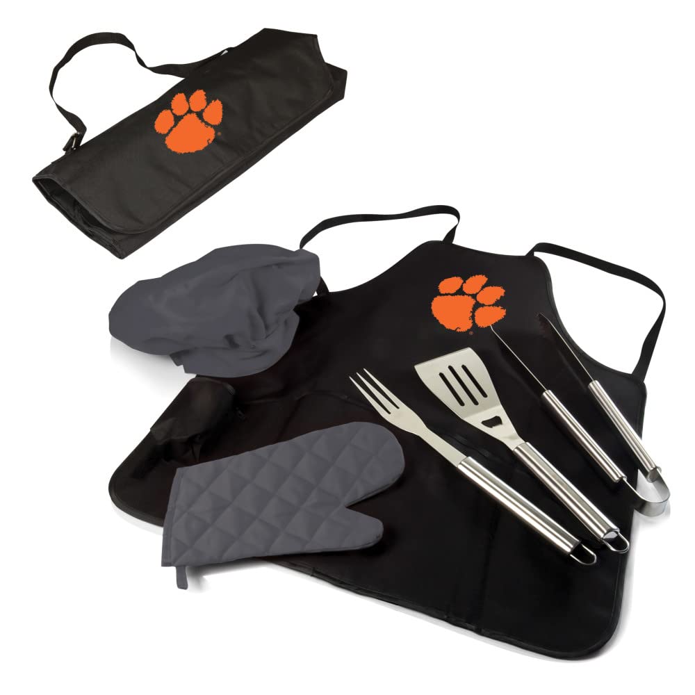 PICNIC TIME NCAA BBQ Apron Tote Pro Grill Set - Durable Grilling Accessories for Outdoor Cooking, Tailgating & Backyard Parties - Perfect Gift for BBQ Lovers & Sports Fans