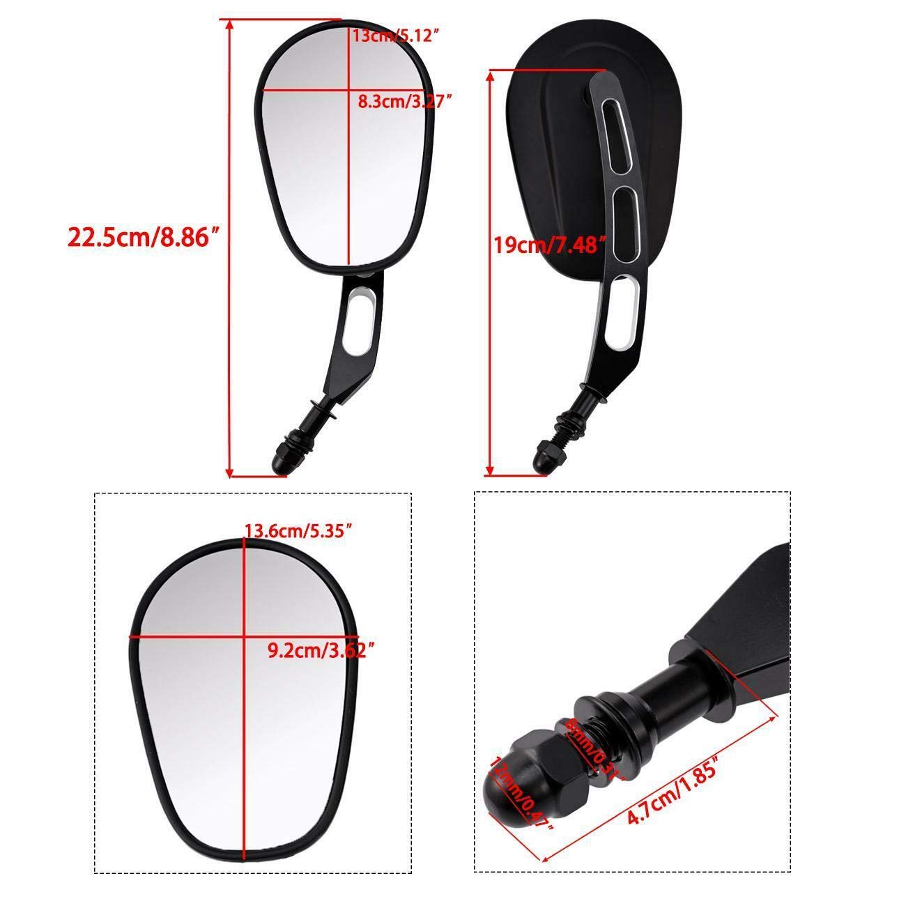 Black Edge Cut Rearview Side Mirrors for Harley Sportster Softail Touring Dyna - Durable Motorcycle Accessories for Enhanced Safety and Style on the Road
