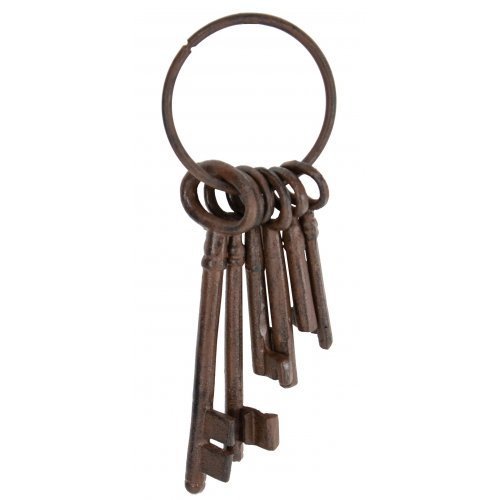 Vintage Cast Iron Skeleton Key Ring - Pirate Style Jailer Keys for Home Decor, Costume Accessories & Themed Parties | Perfect for Halloween, Renaissance Fairs and Gothic Collections