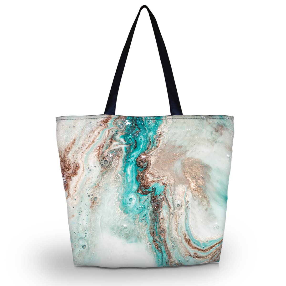 Eco-Friendly Reusable Grocery Bags with Zipper - Multipurpose Shopping Tote for Men & Women - Durable Market Bag for Groceries, Beach, Travel & Daily Use (Multicolor Grain)