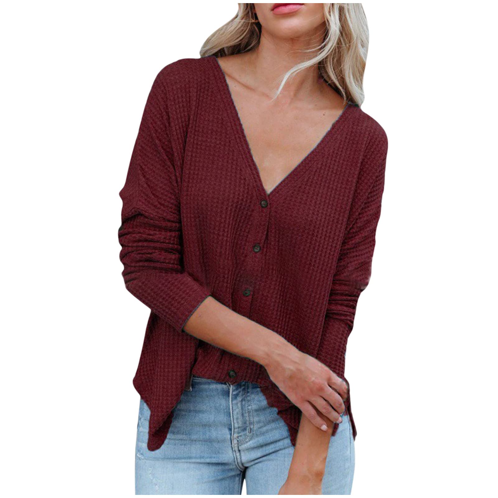 Women's Cable Knit Cardigan - Casual Waffle Button Down V-Neck Long Sleeve Loose Fit Sweater Jacket | Perfect for Fall Layering, Office Wear & Coffee Dates