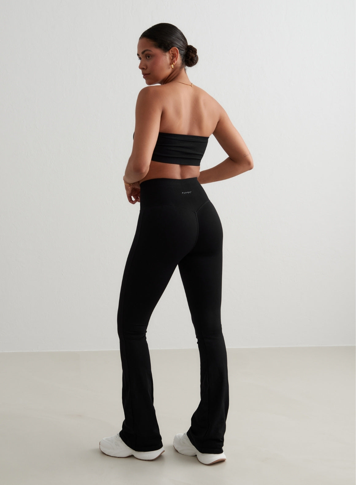 Black Shape Seamless Flare Tights for Women - High Waisted Yoga Pants with Bootcut Leggings for Workout, Dance & Everyday Wear