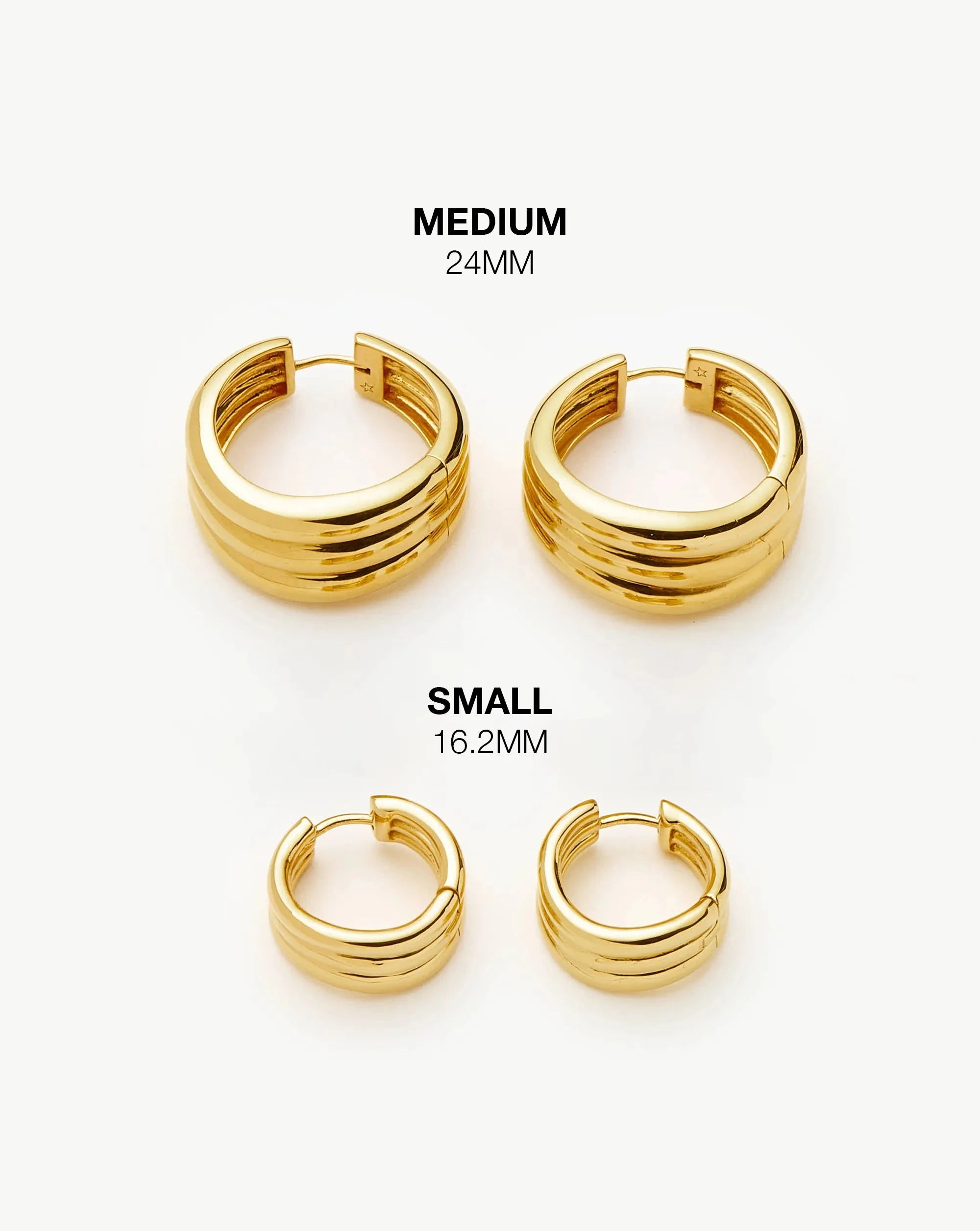 Savi Triple Ridge Hoop Earrings - 18k Gold Vermeil Dangle Earrings for Women | Elegant Everyday Jewelry, Perfect for Work, Date Night & Special Occasions