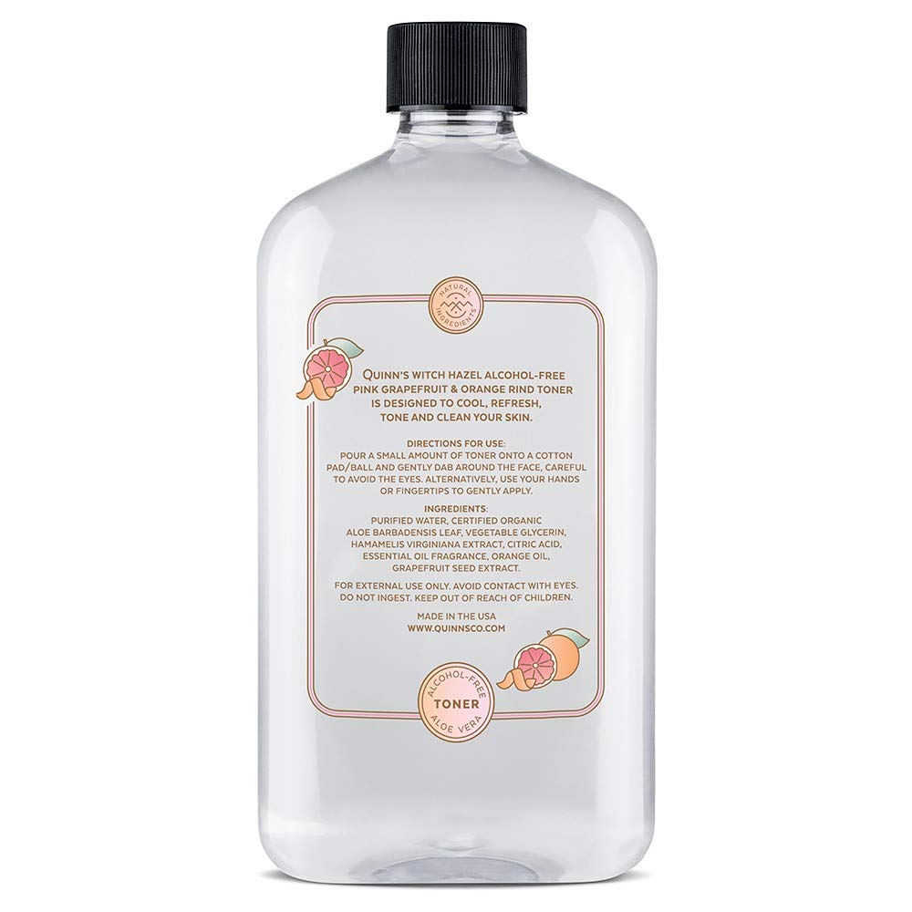 Quinn’s Alcohol-Free Witch Hazel Toner with Pink Grapefruit & Orange Peel (16 oz) & Lavender Hydrosol Facial Mist (8 oz) - Natural Skincare for Acne, Pores & Sensitive Skin | Daily Face Care Routine