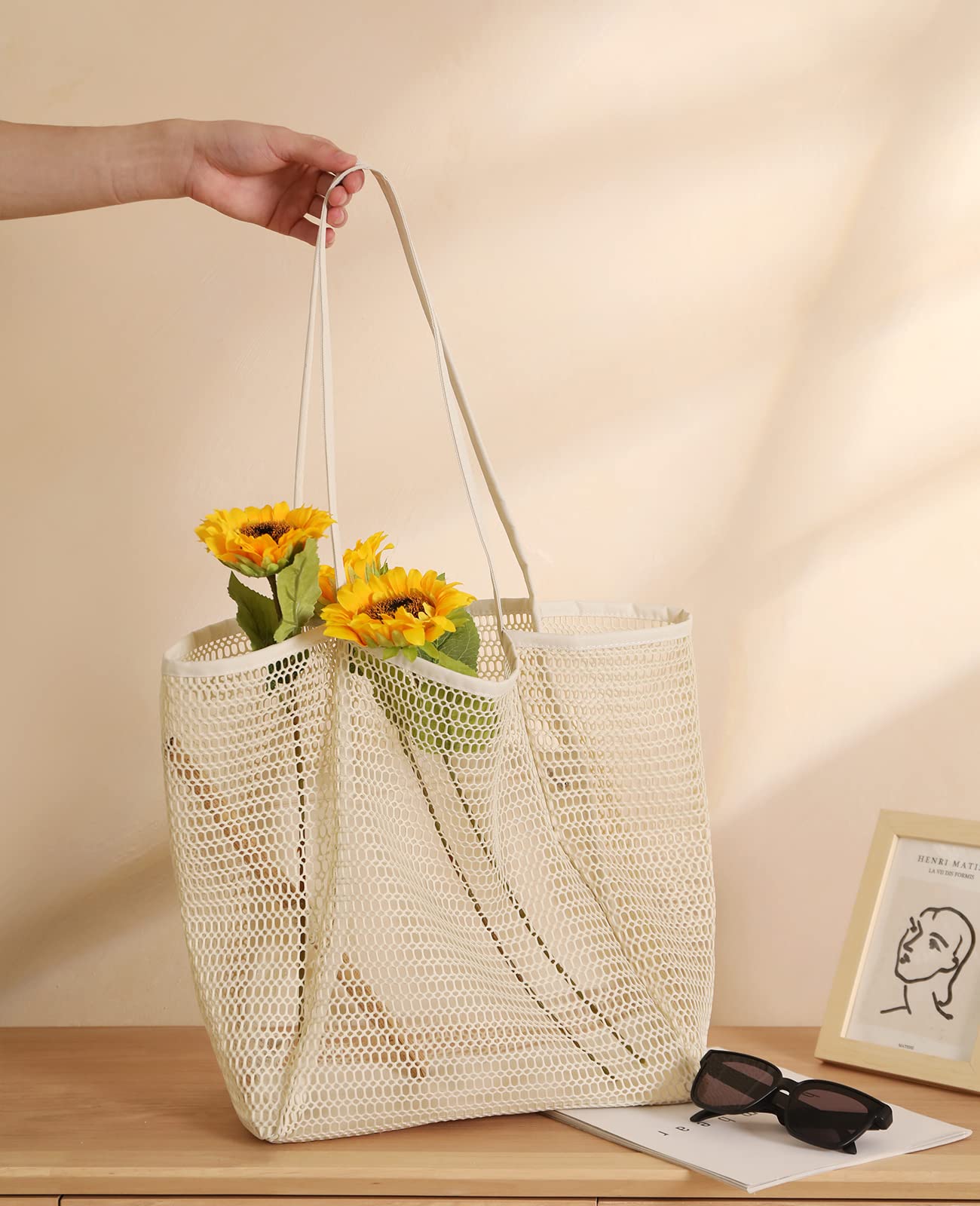 iioscre Mesh Beach Tote Bags for Women - Large Waterproof Casual Hobo Bag for Swimming, Pool, Vacation | Perfect Beach Essentials for Summer Travel, Shopping & Outdoor Activities