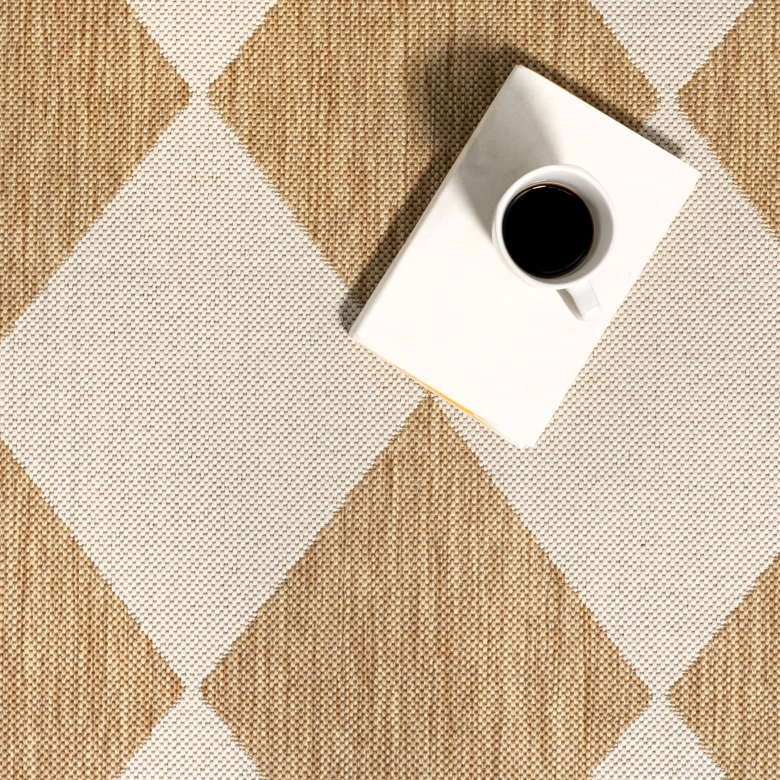Adelaide Harlequin Indoor/Outdoor Area Rug in Tan - Waterproof & Durable for Living Room, Patio, or Bedroom Decor