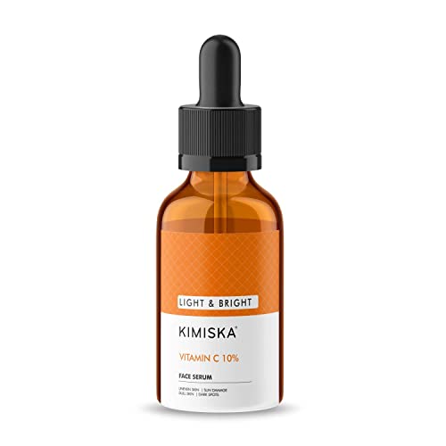 KIMISKA 10% Vitamin C Serum 30ml - Hyaluronic Acid + Vitamin E & Aloe Vera Brightening Face Serum for Glowing Skin | Reduces Dark Spots & Pigmentation | Hydrates Dry & Oily Skin | Perfect for Morning Skincare Routine & Nighttime Skin Repair
