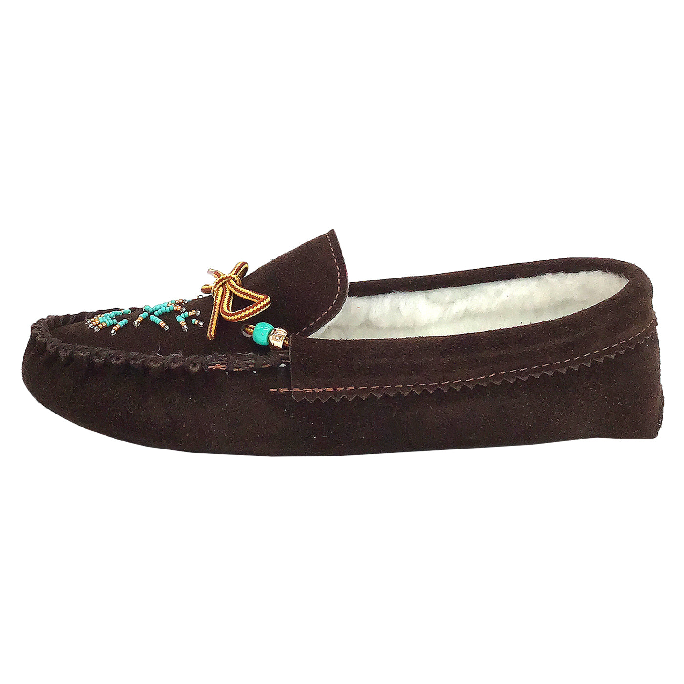 Women's Soft Sole Beaded Fleece Lined Suede Moccasins - Cozy Indoor/Outdoor House Slippers for Winter Comfort & Warmth | Perfect for Home, Lounge, and Cold Weather Wear