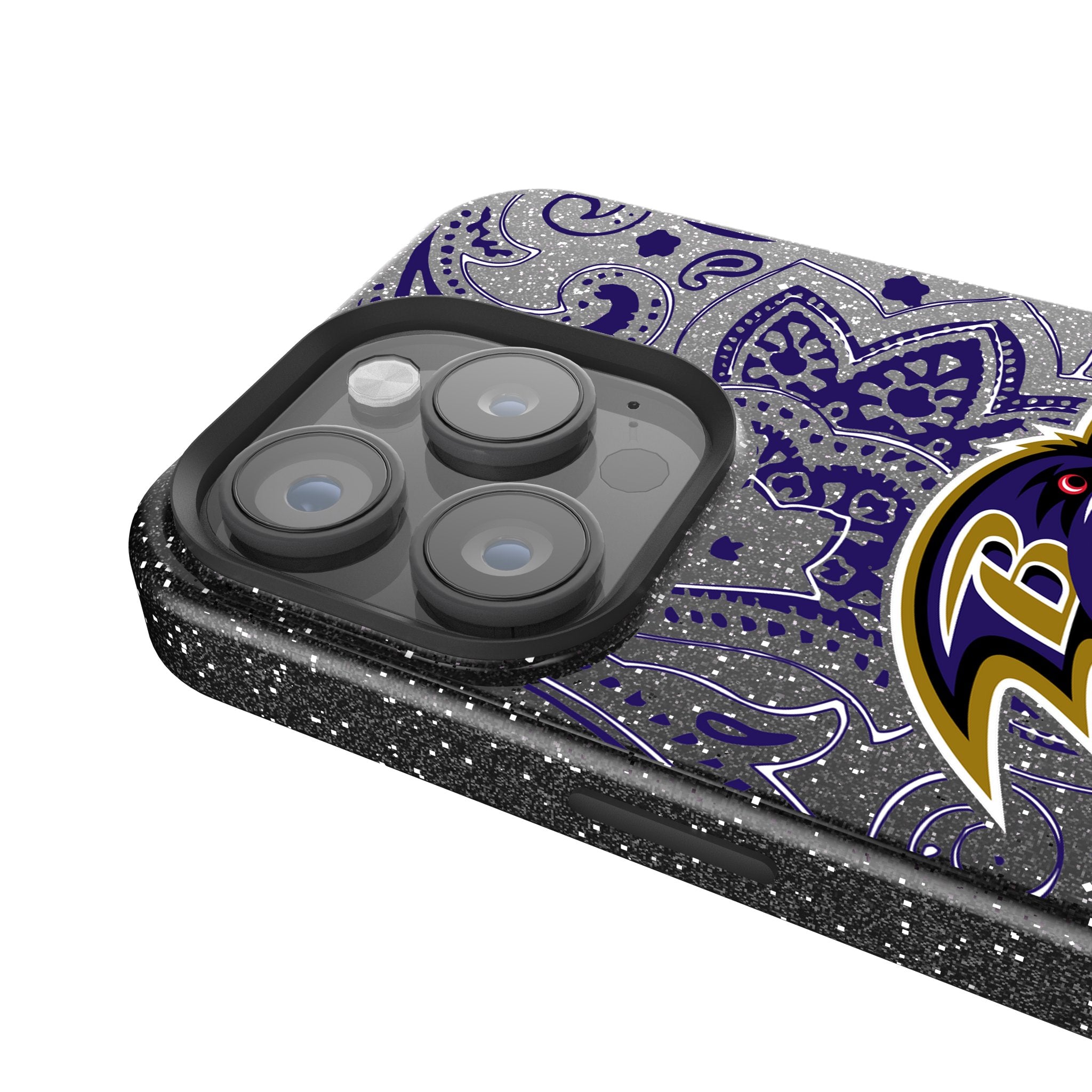 Baltimore Ravens Paisley Bling Phone Case for iPhone & Samsung - Glitter Rhinestone Football Team Design - Perfect for Game Day & Ravens Fans