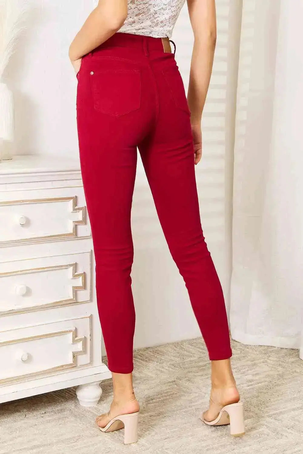 Judy Blue High Waist Tummy Control Skinny Jeans for Women - Slimming Stretch Denim Pants for Everyday Wear & Casual Outfits