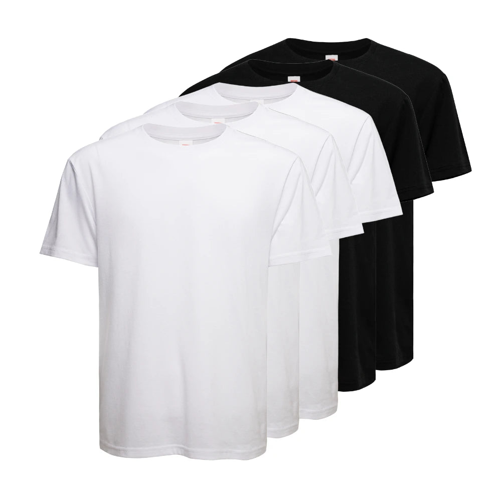 5 Pack Men's 100% Cotton Crew Neck T-Shirts - Soft Breathable Casual Tees for Everyday Wear, Gym & Lounge