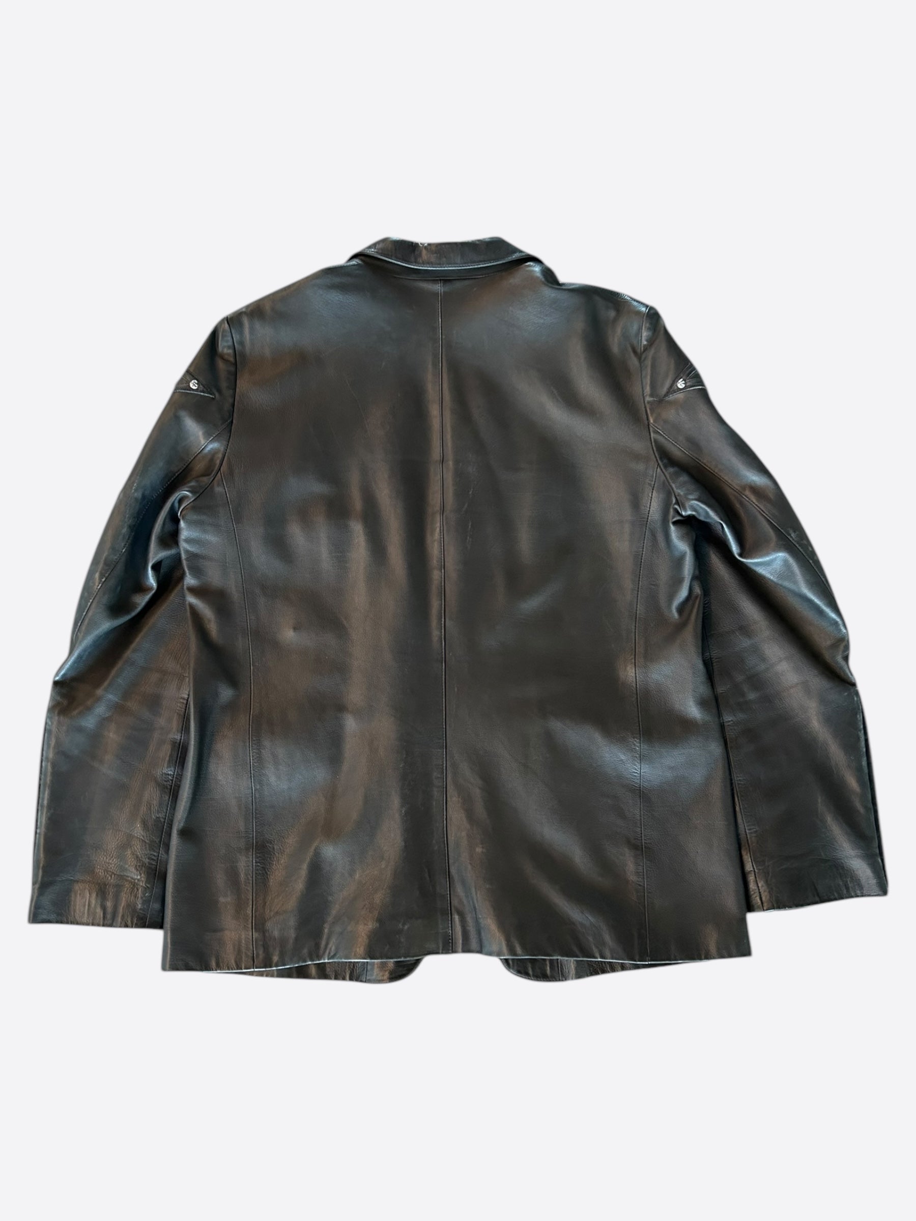 Chrome Hearts Black Leather Custom Blazer Jacket for Men - Stylish & Luxurious Formal Wear for Weddings, Parties & Business Events