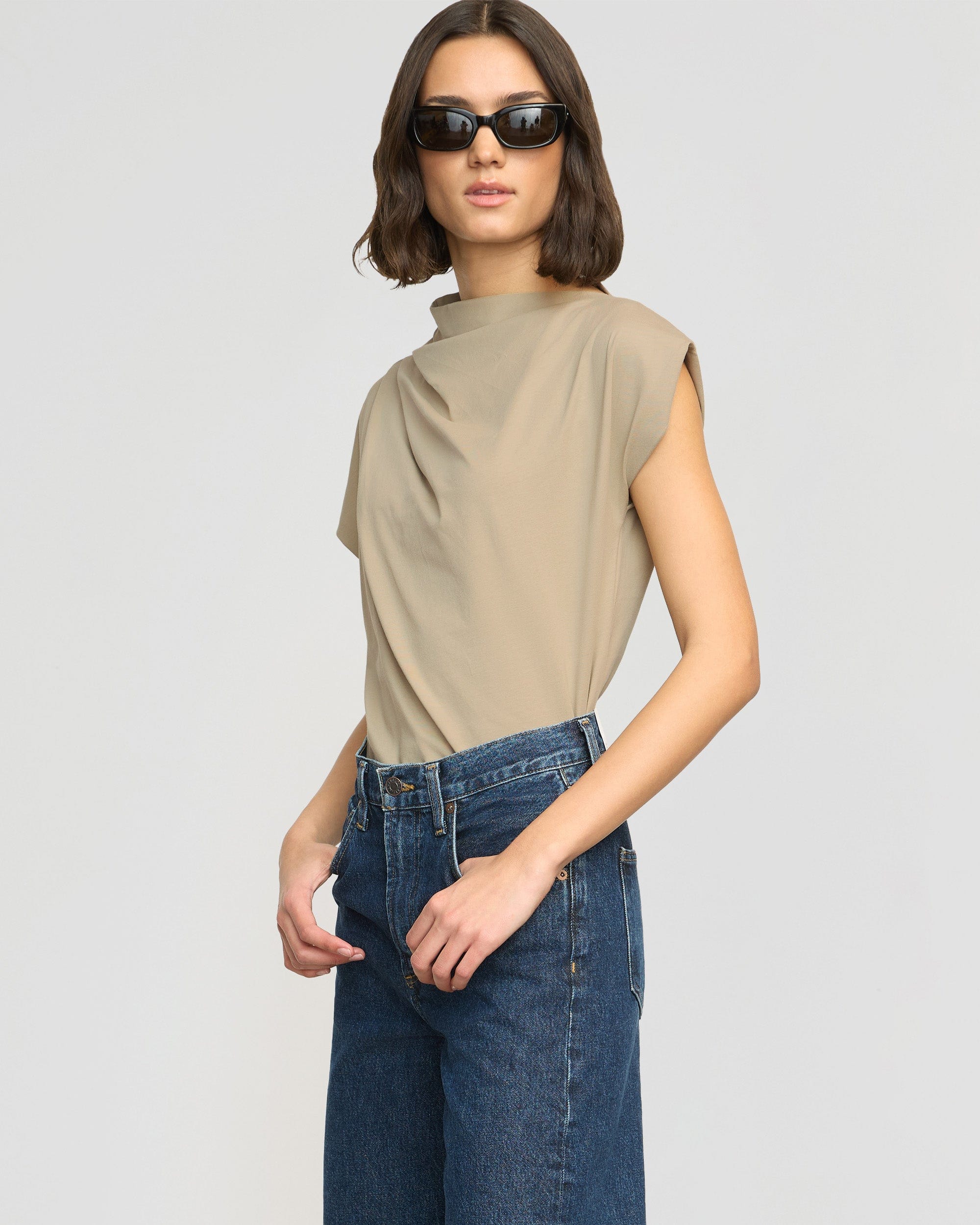Kenny Asymmetric Neck Tee - Women's Fashion Trendy Off Shoulder T-Shirt for Casual Wear, Street Style & Summer Outfits