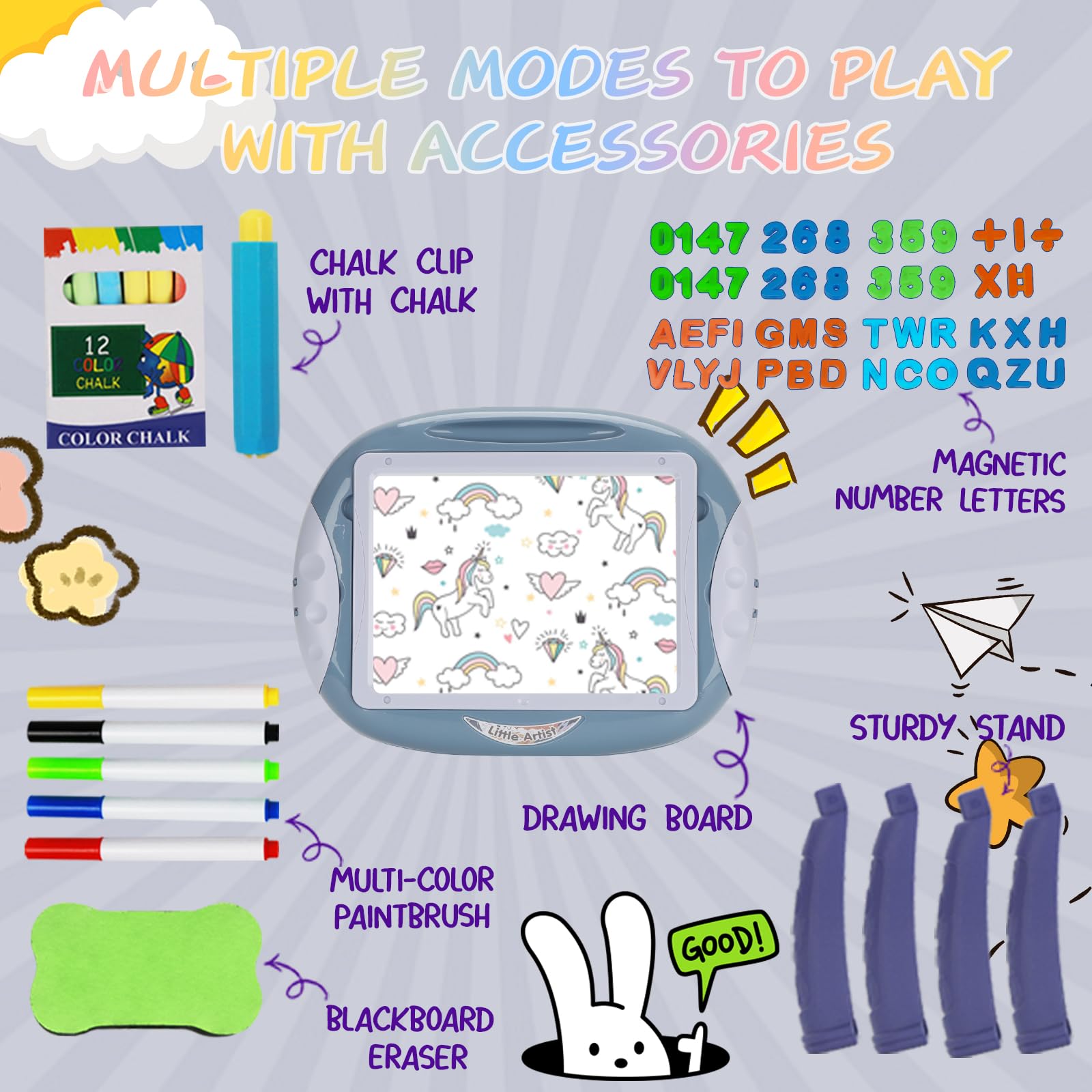 Magnetic Letters & Double-Sided Doodle Board Learning Toys for 1 2 3 Year Old Boys - Toddler Educational Toys with Alphabet Practice & Drawing (Blue) | Perfect for Preschool Learning, Travel Activities & Creative Play