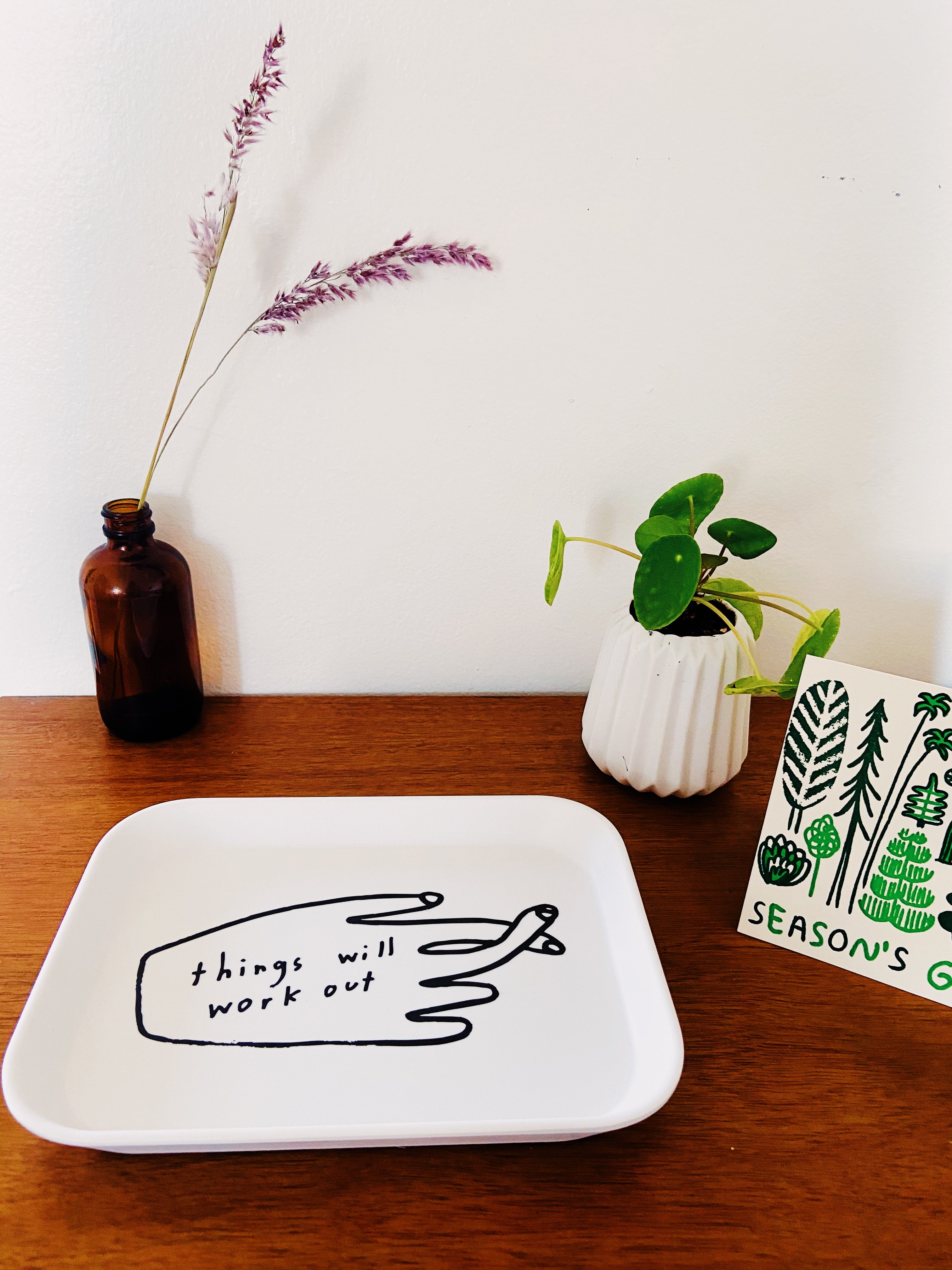 Things Will Work Out Tray - Motivational Desk Organizer for Office & Home - Perfect for Keys, Jewelry, and Small Essentials