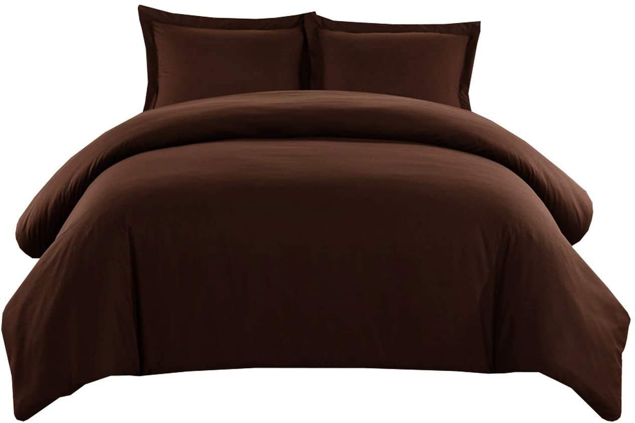 Premium 600 Thread Count Egyptian Cotton Duvet Cover Set with Zipper Closure - King/Cal King Size, Chocolate Solid Color - Soft & Breathable for All-Season Comfort - Perfect for Master Bedrooms, Guest Rooms & Luxury Hotels