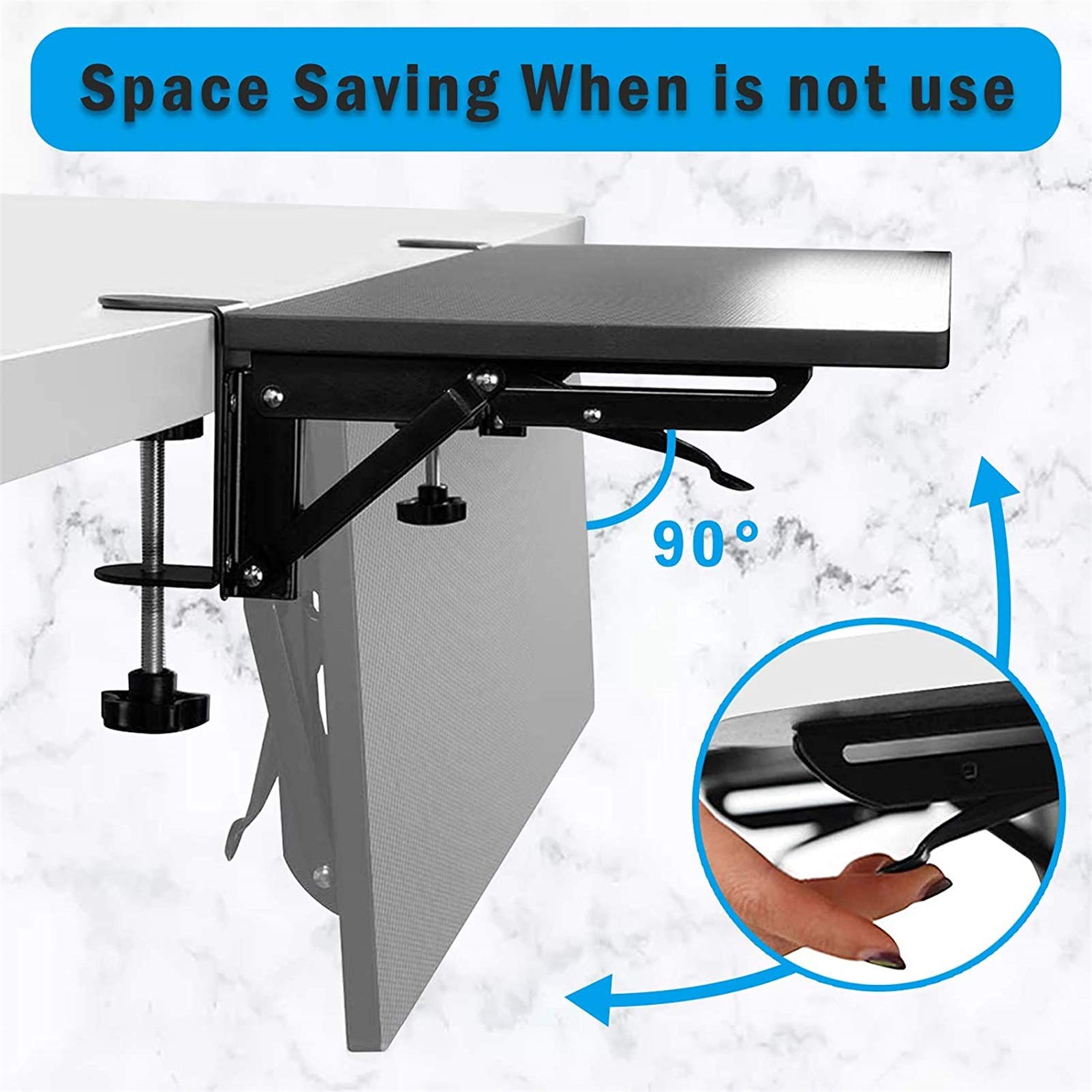 LIJCC Under Desk Keyboard Tray - 25x9.8 Inch Clamp-On Computer Keyboard & Mouse Drawer for Home & Office - Ergonomic Workspace Solution for Desks, Gaming Setups & Compact Spaces