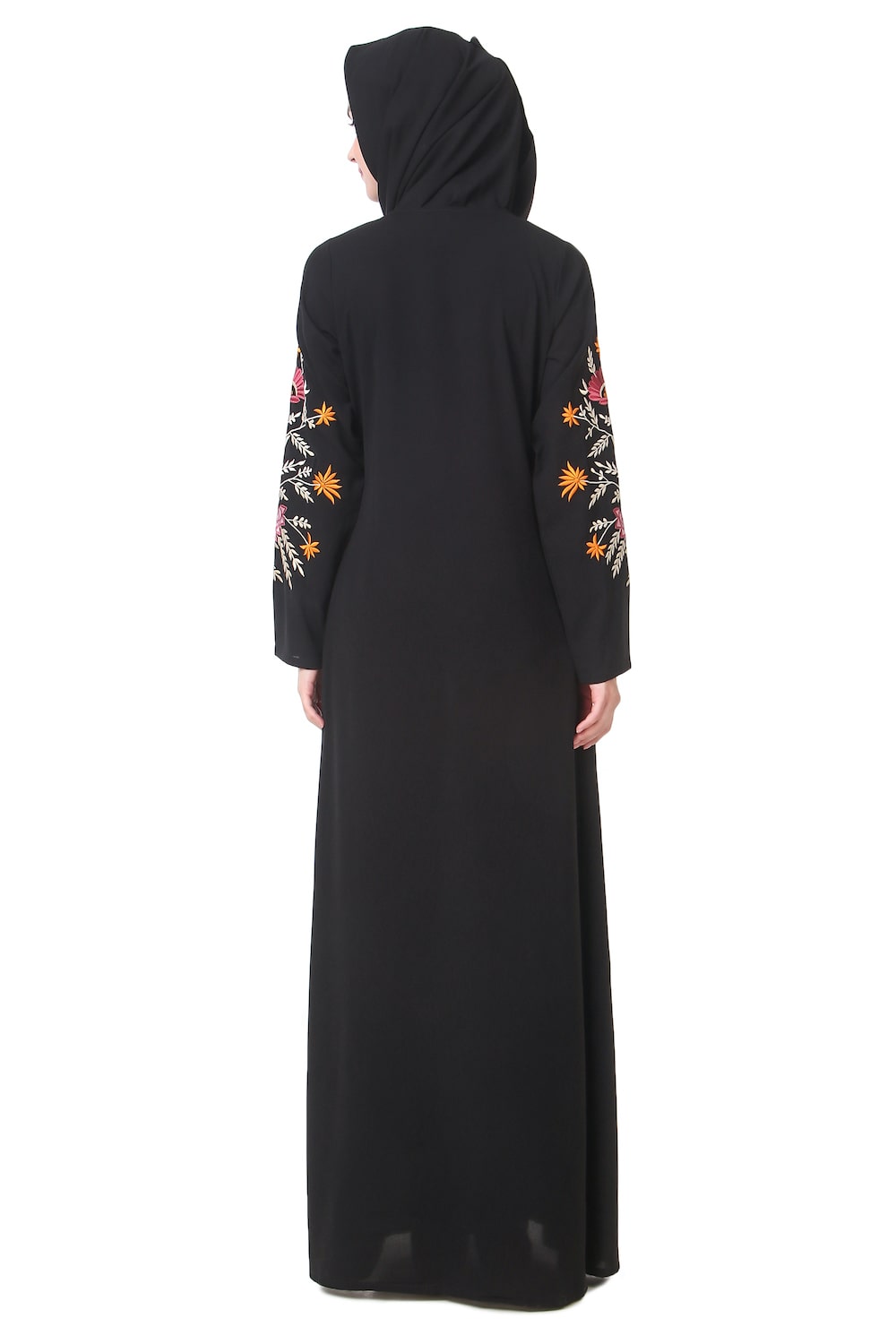 Embellished Sleeve Pleated Front Abaya Dress - Elegant Muslim Women's Islamic Prayer Dress for Mosque & Special Occasions