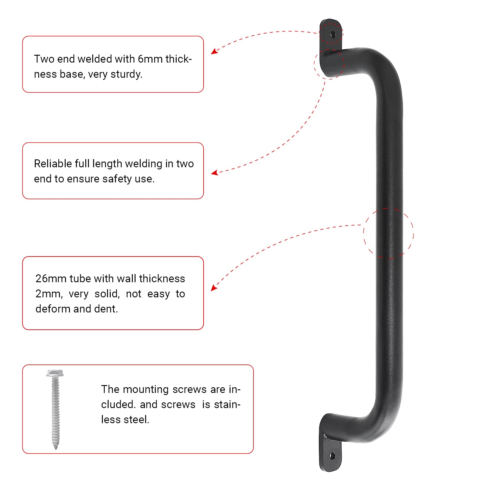 17 Inch Black Safety Playground Handles - Pack of 4 | Durable Swing Set Accessories, Monkey Bar Grips for Playhouse & Treehouse | Perfect for Outdoor Playsets, Backyard Swings, and Kids' Jungle Gyms