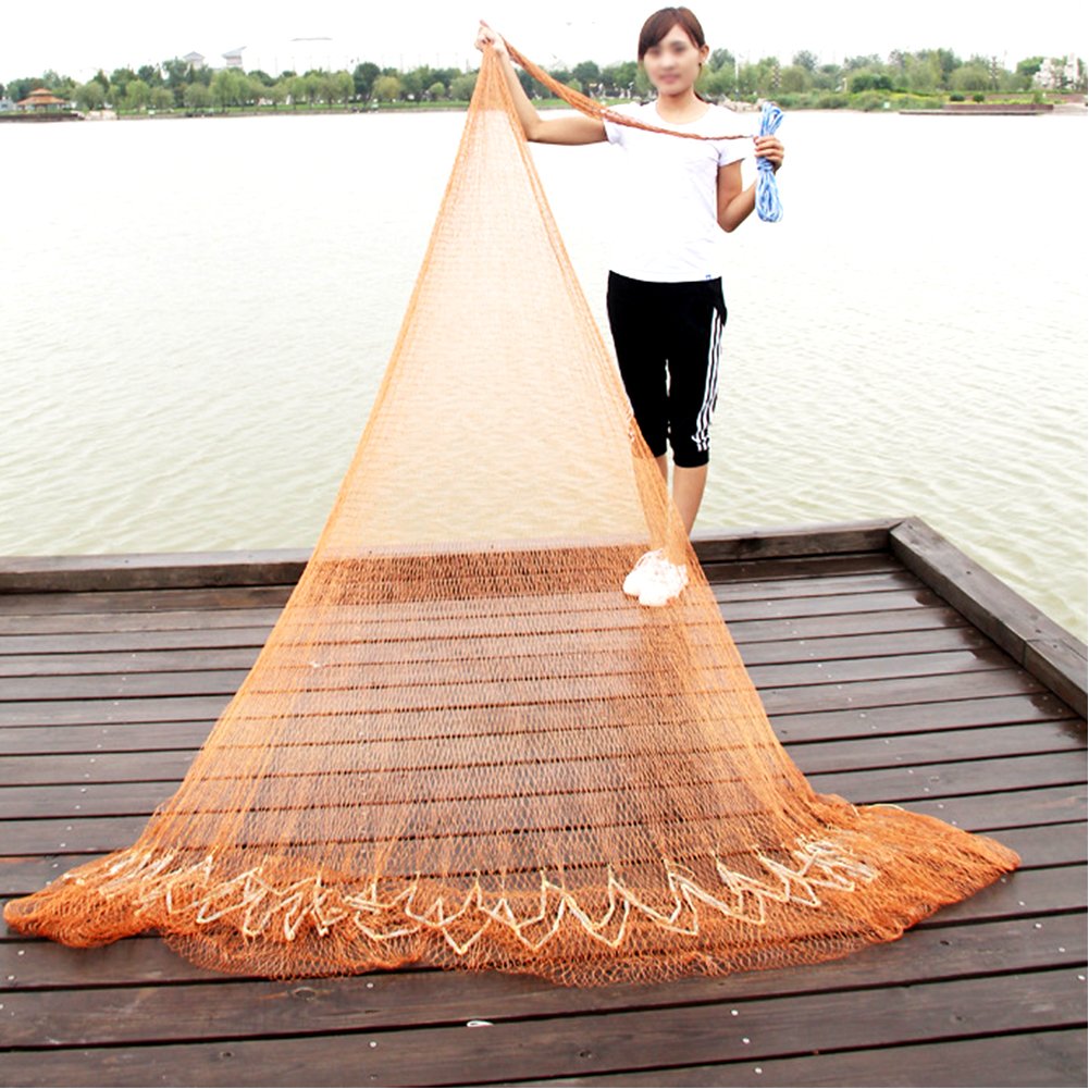 **Best Hand Throw Fishing Net - Durable Nylon Mesh with Heavy Ring & Hand String - Perfect for Saltwater, Freshwater & Survival Fishing**