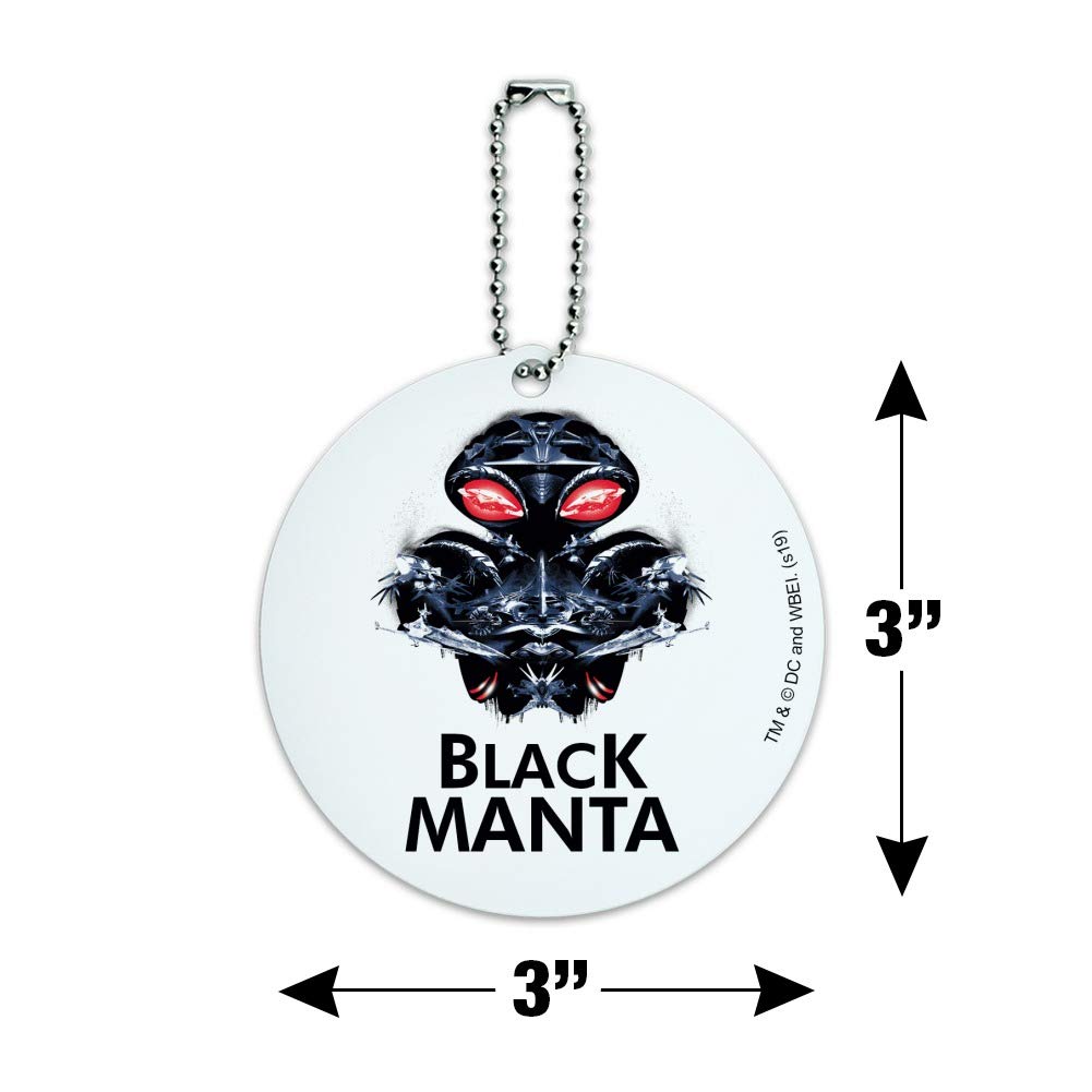 Aquaman Movie Black Manta Round Luggage ID Tag Card - Durable Suitcase Carry-On Name Tag for Travel, Business Trips & Vacation