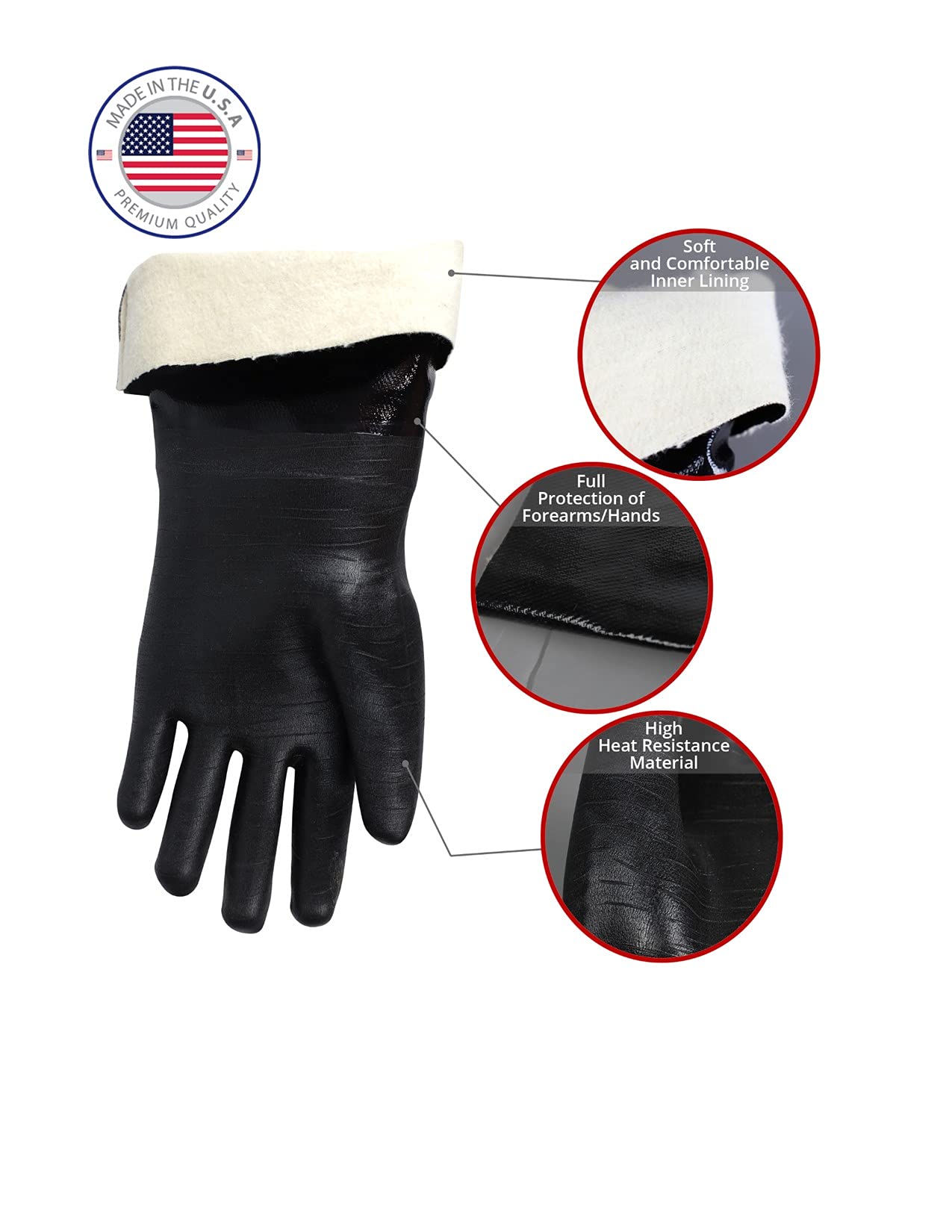 Heat Resistant BBQ Gloves for Grilling, Smoking & Cooking - Insulated Oven Mitts for Turkey Fryer, Kitchen & Outdoor Use - Waterproof, Oil & Fireproof Neoprene Gloves (Size 10/XL, Black) - Perfect for Grilling Steaks, Smoking Meats & Deep Frying Safely