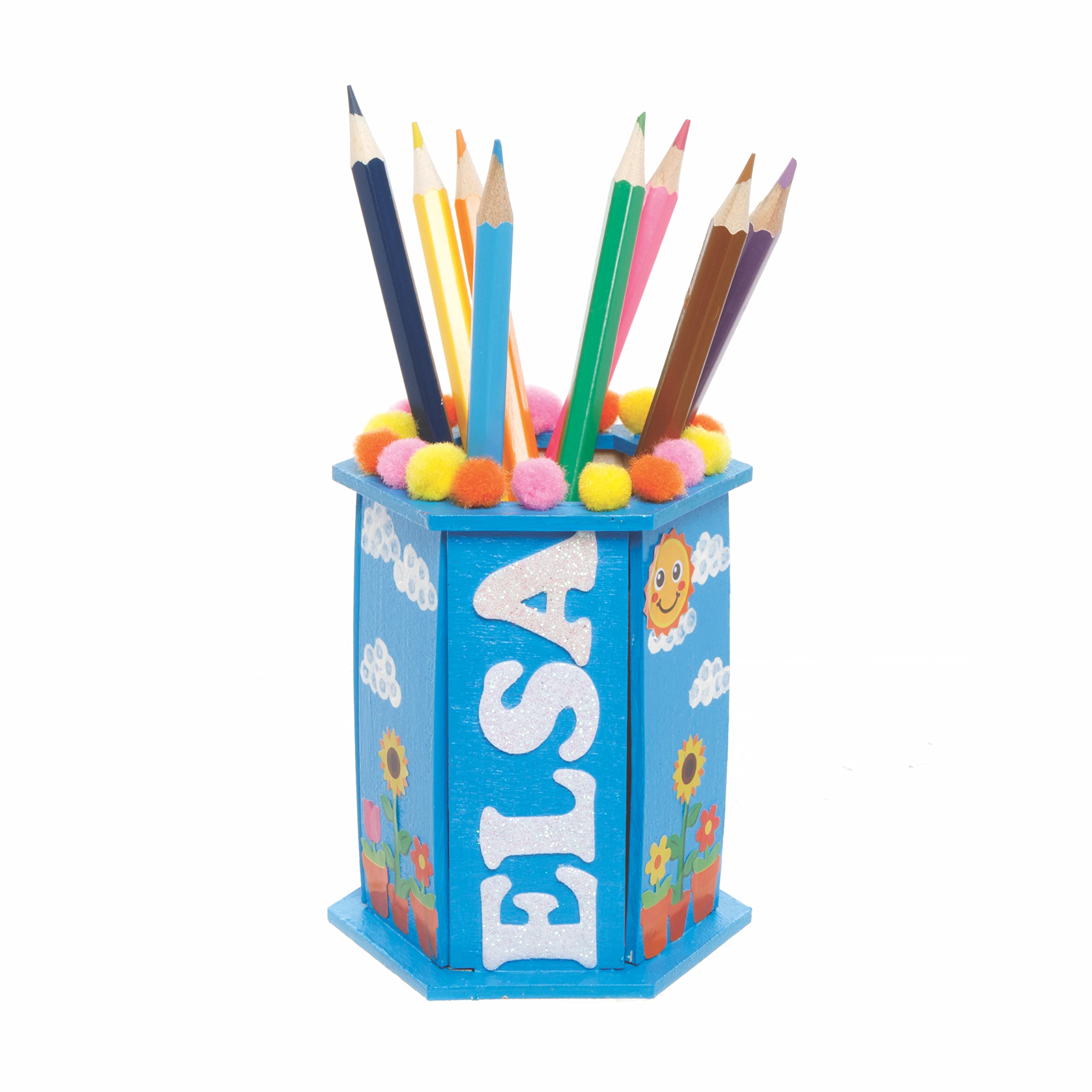 Baker Ross Hexagon Wooden Pencil Pot Kits - Pack of 3 DIY Paintable Pen Holders, Kids Wooden Craft Set for School & Office Supplies (FE522) | Perfect for Classroom Projects, Teacher Gifts & Home Organization