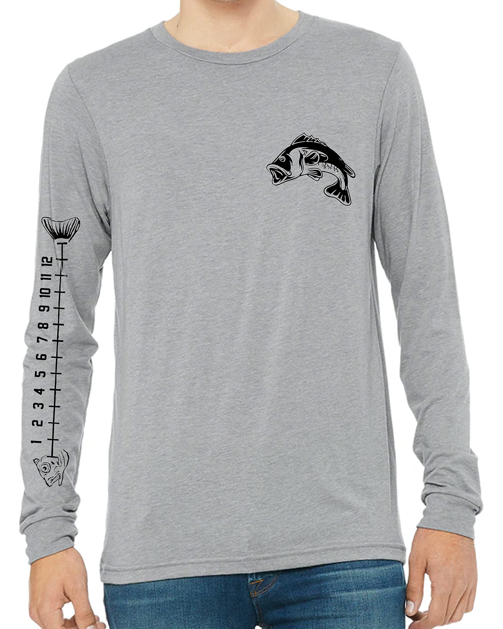 Men's & Women's Fishing Shirt with Built-in Ruler - Long Sleeve UV Protection T-Shirt (Medium, Grey) - Perfect for Outdoor Fishing, Hiking & Camping
