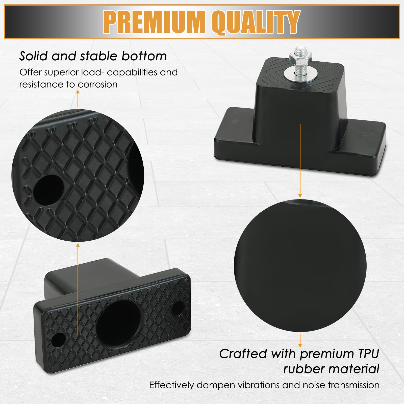 NATGAI 4Pack Rubber Vibration Isolator Mounts - Heavy Duty AC Bracket for Outdoor Mini Split Air Conditioner Condenser Units | Reduce Noise & Vibration for Home and Commercial HVAC Systems