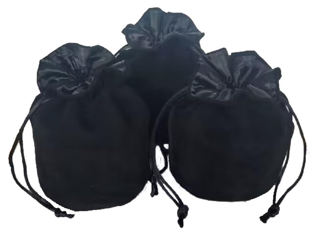 Premium Velvet Drawstring Dice Bag for Chess Pieces, Cosplay & Jewelry - Small Pouch for Board Games, RPG Dice, Coins & Accessories (3-Pack, Black) - Perfect for D&D, Magic The Gathering & Travel Storage