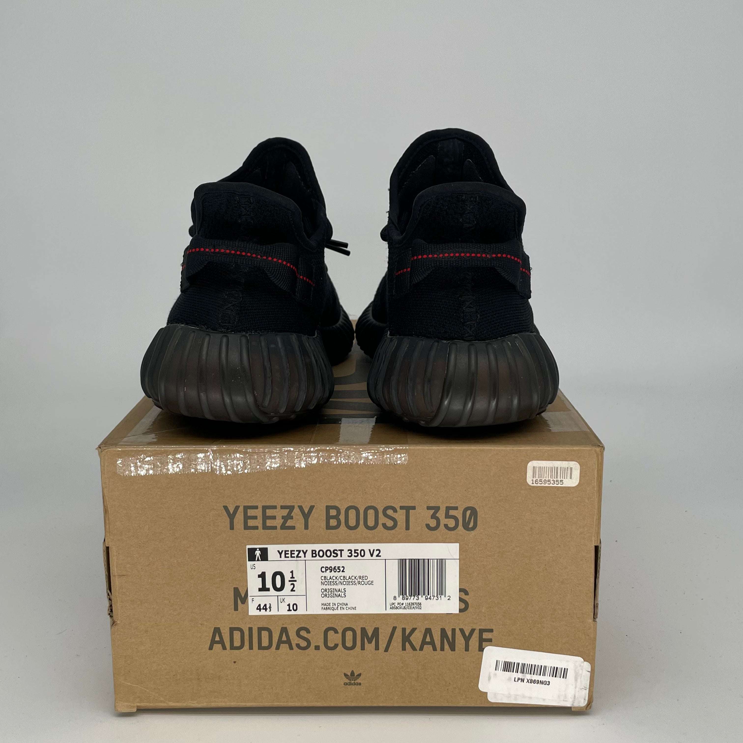 Adidas Yeezy Boost 350 V2 Black Red Sneakers - Men's Size 10.5 / Women's Size 12 - Style CP9652 | Running, Gym & Casual Wear