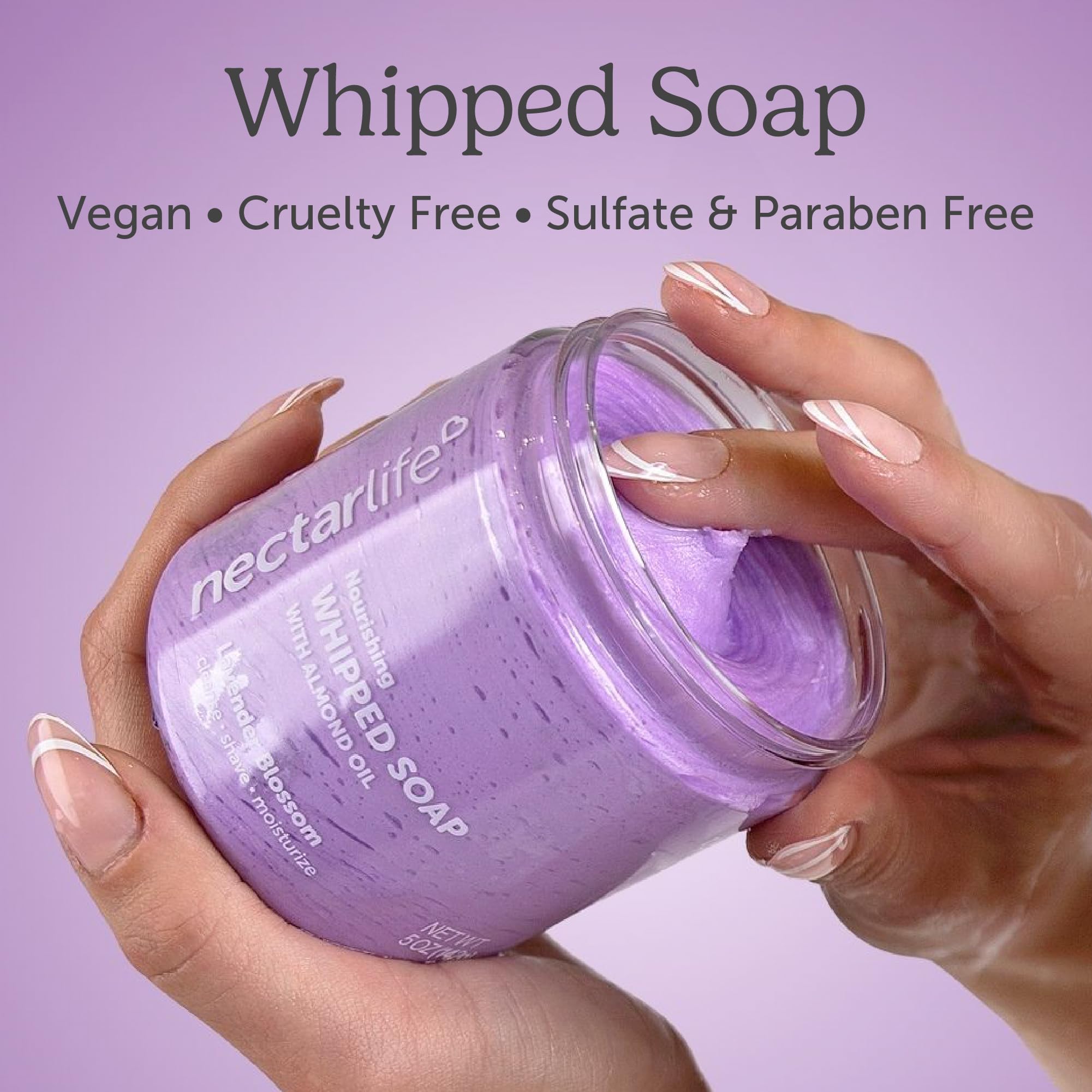 Nectar Life Whipped Soap & Shave Butter - 5oz Lavender Scented for Smooth Shaving & Skin Hydration | Perfect for Men's Grooming & Women's Skincare Routine