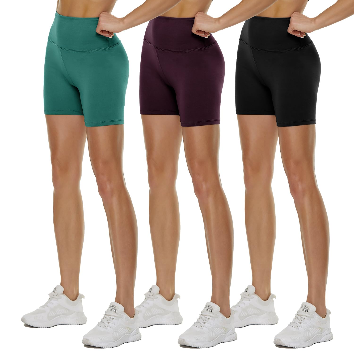3 Pack High Waisted Biker Shorts for Women - 3