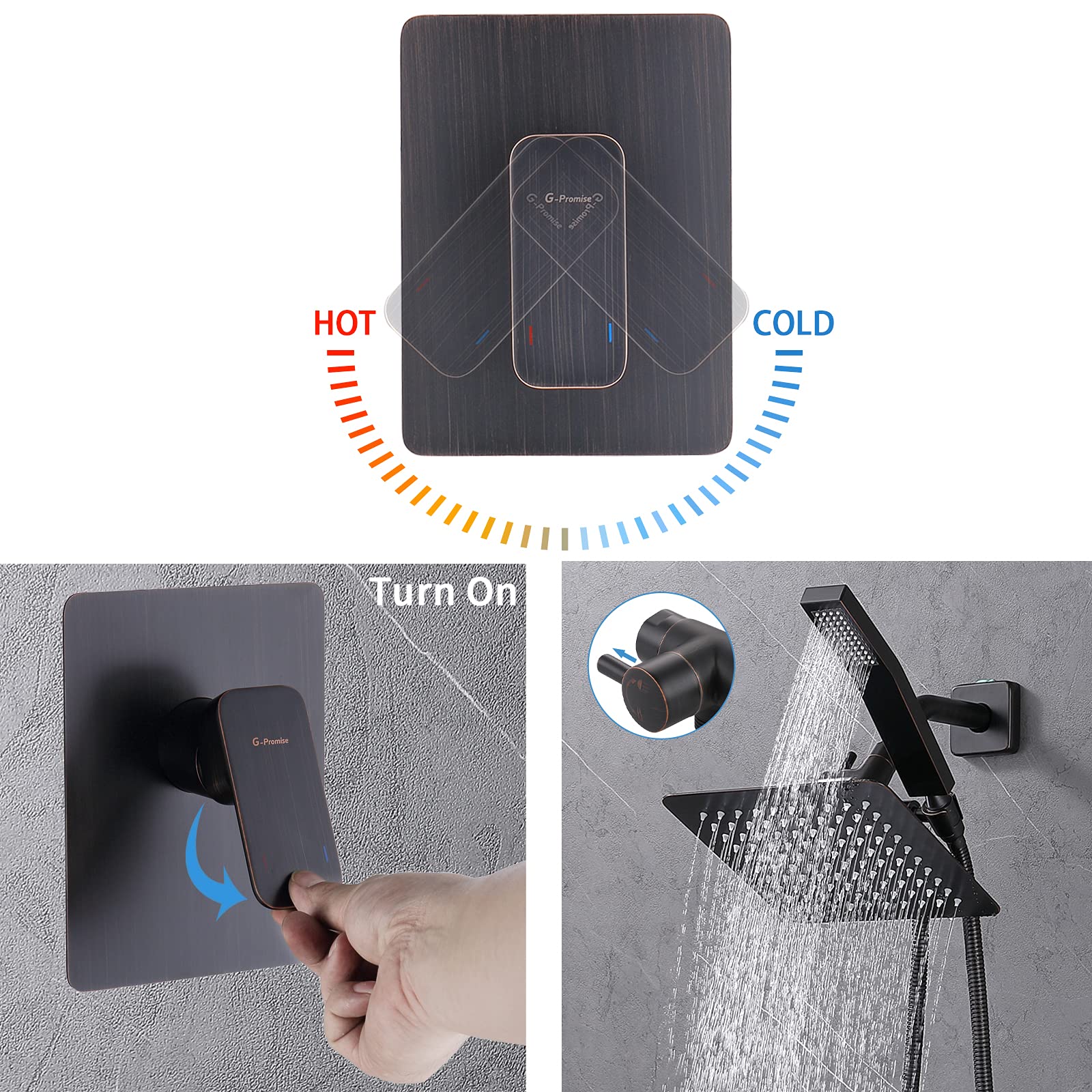 Premium All-Metal Shower Faucet Set - Dual Square Shower Head System with Handheld Spray & Rainfall Showerhead | Complete Combo with Diverter, Hose & Pressure Balance Valve | Perfect for Luxury Bathroom Renovation & Spa-Like Shower Experience