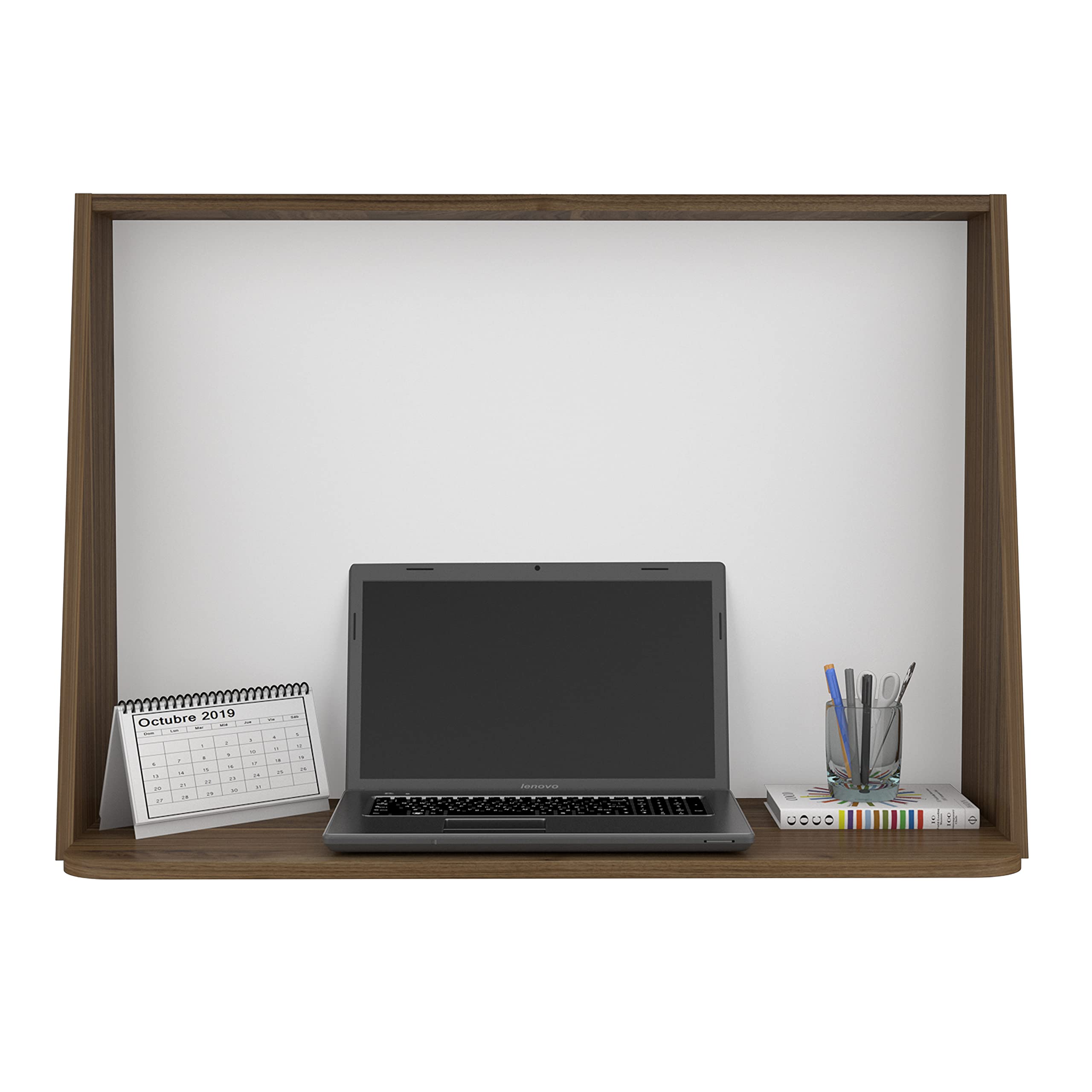 Vasco Wall Mounted Floating Desk with Shelf - Solid Mahogany or White Finish - Perfect for Home Office, Small Spaces & Dorm Rooms