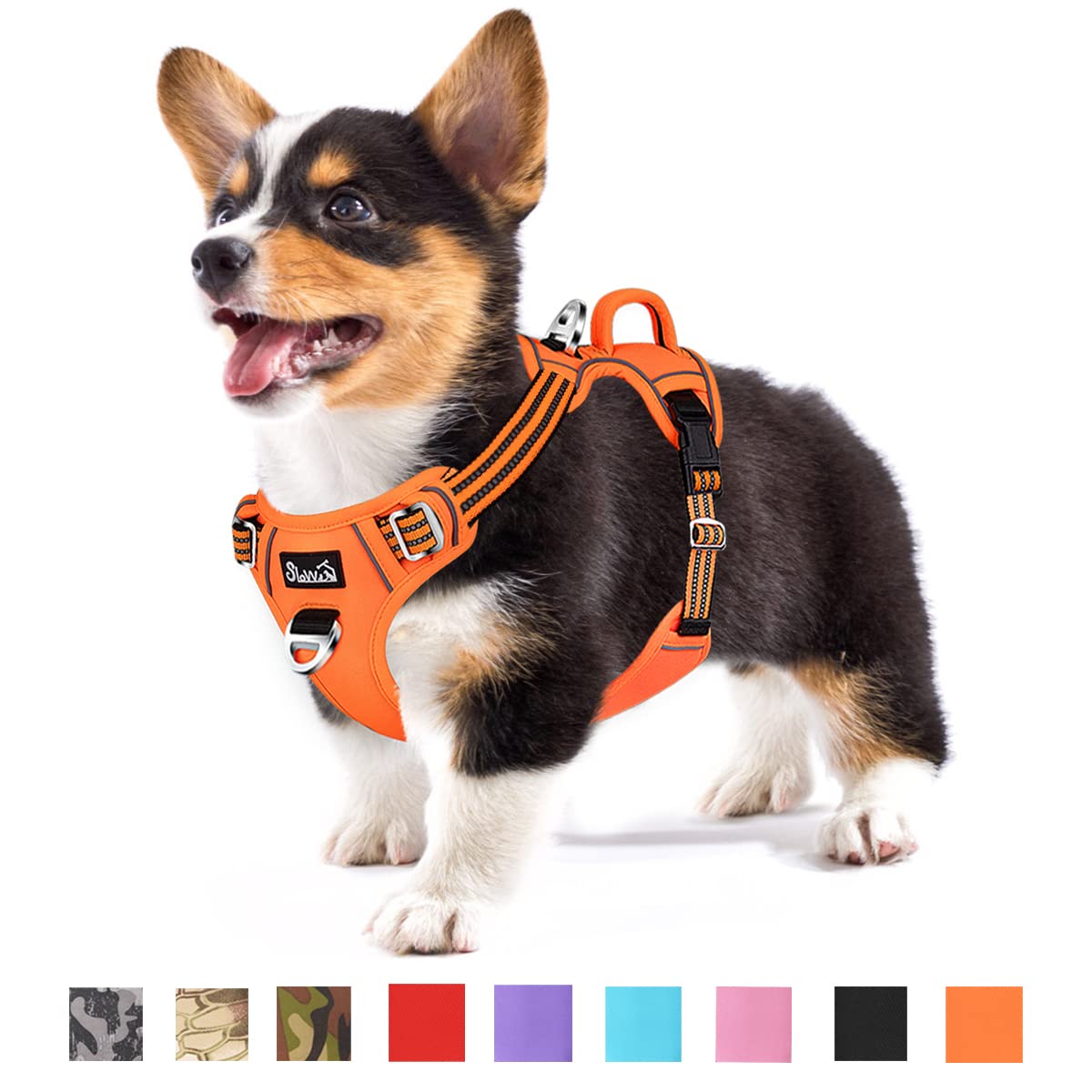 No Pull Dog Harness - Heavy Duty Choke-Free Pet Harness with 2 Leash Clips & Control Handle | Adjustable Padded Vest for Small, Medium, Large Dogs | Perfect for Walking, Training & Outdoor Adventures (Orange, Small)