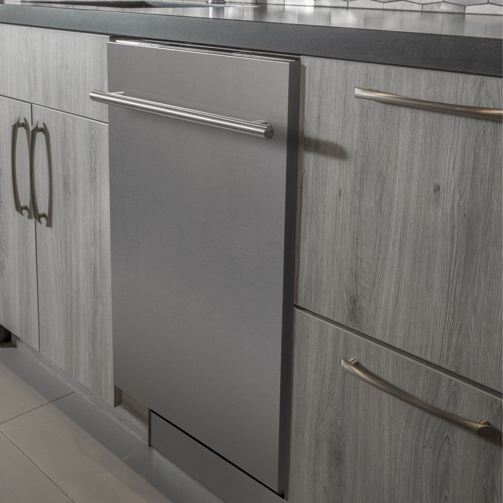 ZLINE 24 Inch Built-In Dishwasher with Stainless Steel Front Panel - Ultra Quiet 52dBa Operation - Modern Handle Design (Model DW 304 24) - Perfect for Small Kitchens, Apartments & Open-Concept Homes