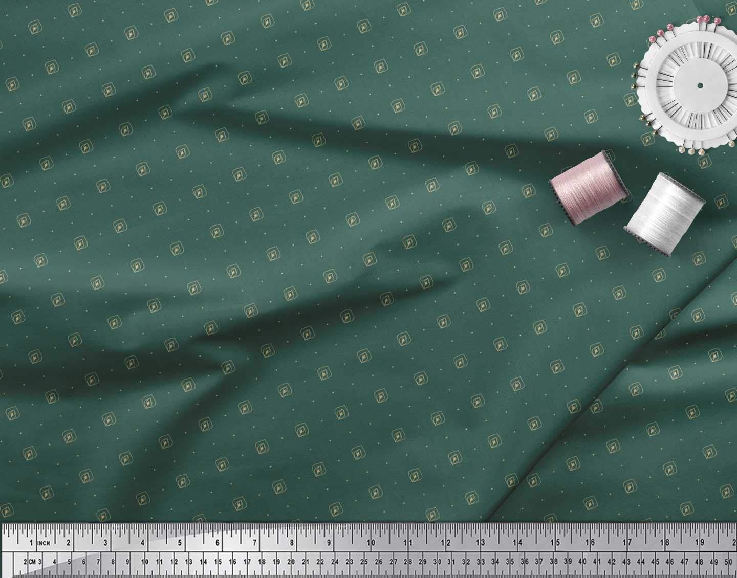 Soimoi Moss Georgette Brown Fabric by The Yard - 42 Inch Wide Printed Fabric with Geometric & Ogee Patterns - Perfect for Dresses, Curtains, and DIY Home Decor Projects