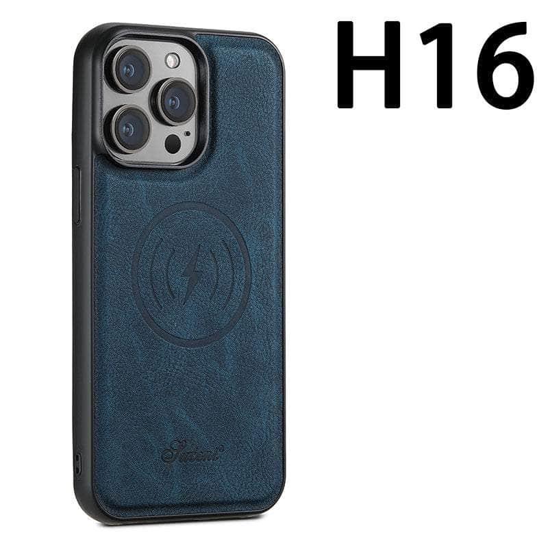 Magnetic Leather Card Case for iPhone 15 - Slim Wallet with RFID Protection | Perfect for Everyday Carry, Travel & Business Use