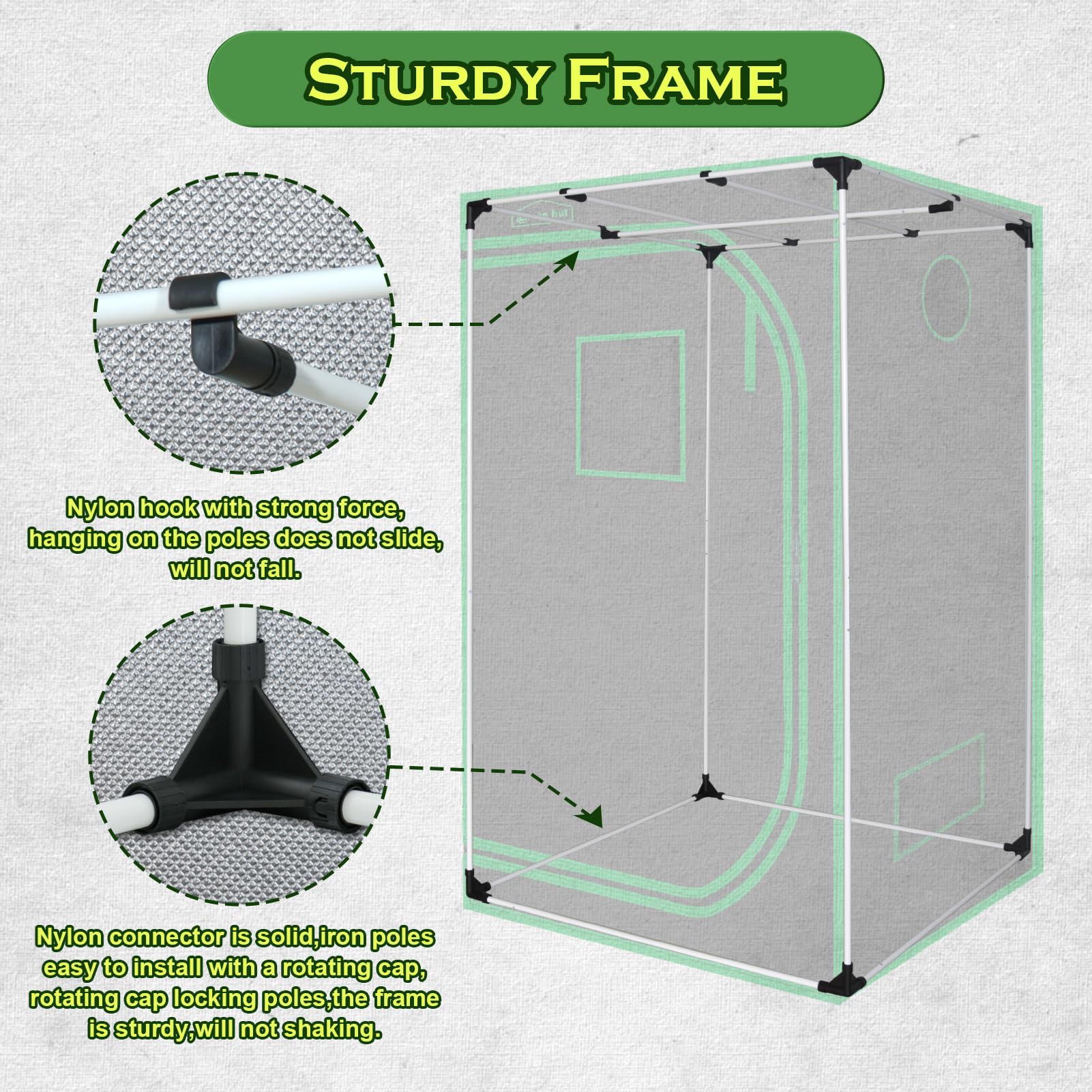 48x48x78 Inch Mylar Hydroponic Grow Tent for Indoor Plants - Observation Window & Removable Waterproof Floor Tray - Perfect for Growing Fruits, Flowers, and Vegetables Year-Round