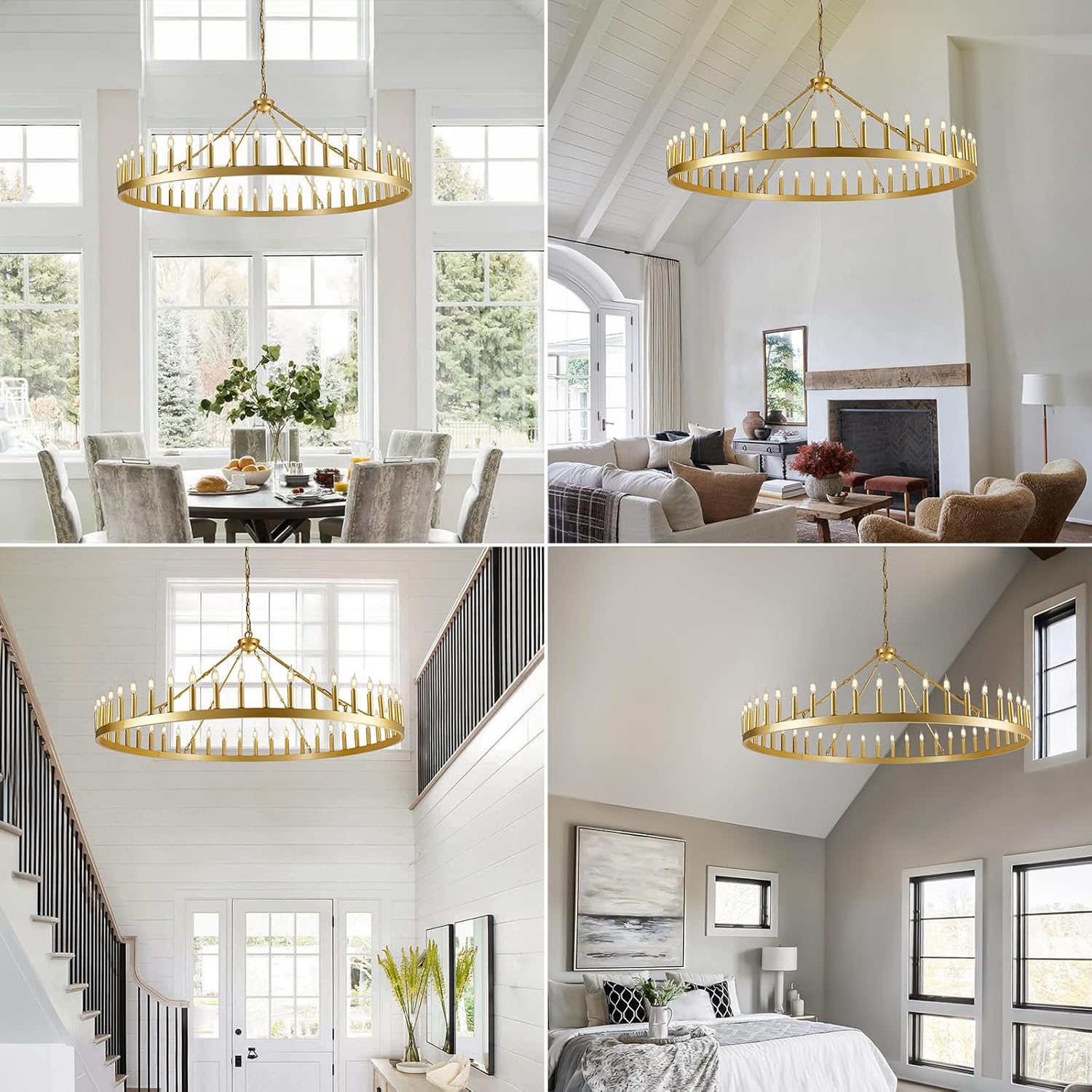 64 Inch Wagon Wheel Chandelier - Rustic Farmhouse Ceiling Light Fixture for Dining Room, Living Room & Bedroom Decor