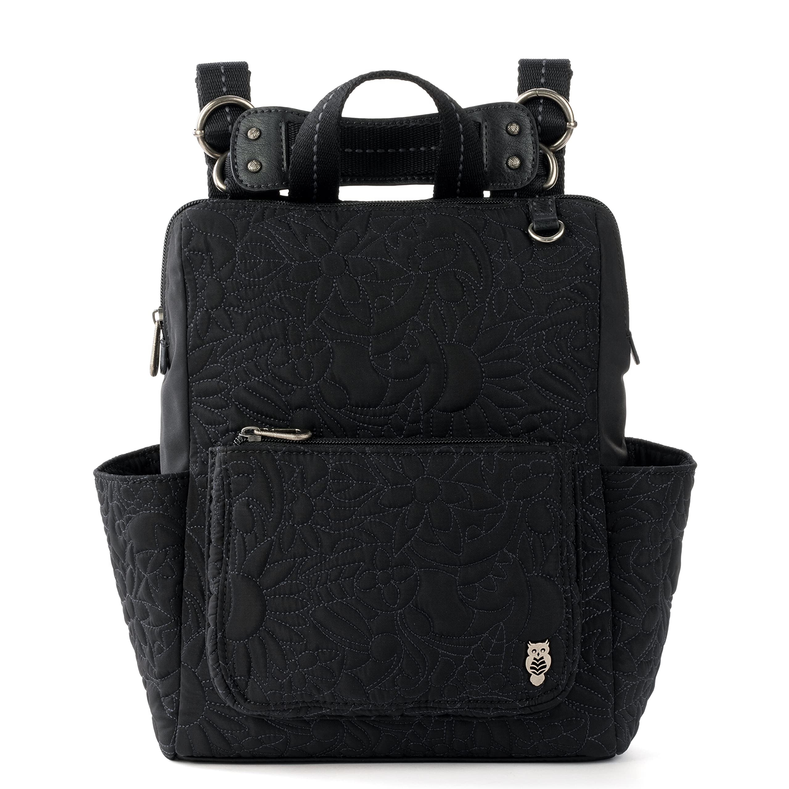 Sakroots Women's Eco-Twill Loyola Small Convertible Backpack - Quilted Black Spirit Desert (One Size US) | Lightweight Travel Bag for Work, School & Outdoor Adventures