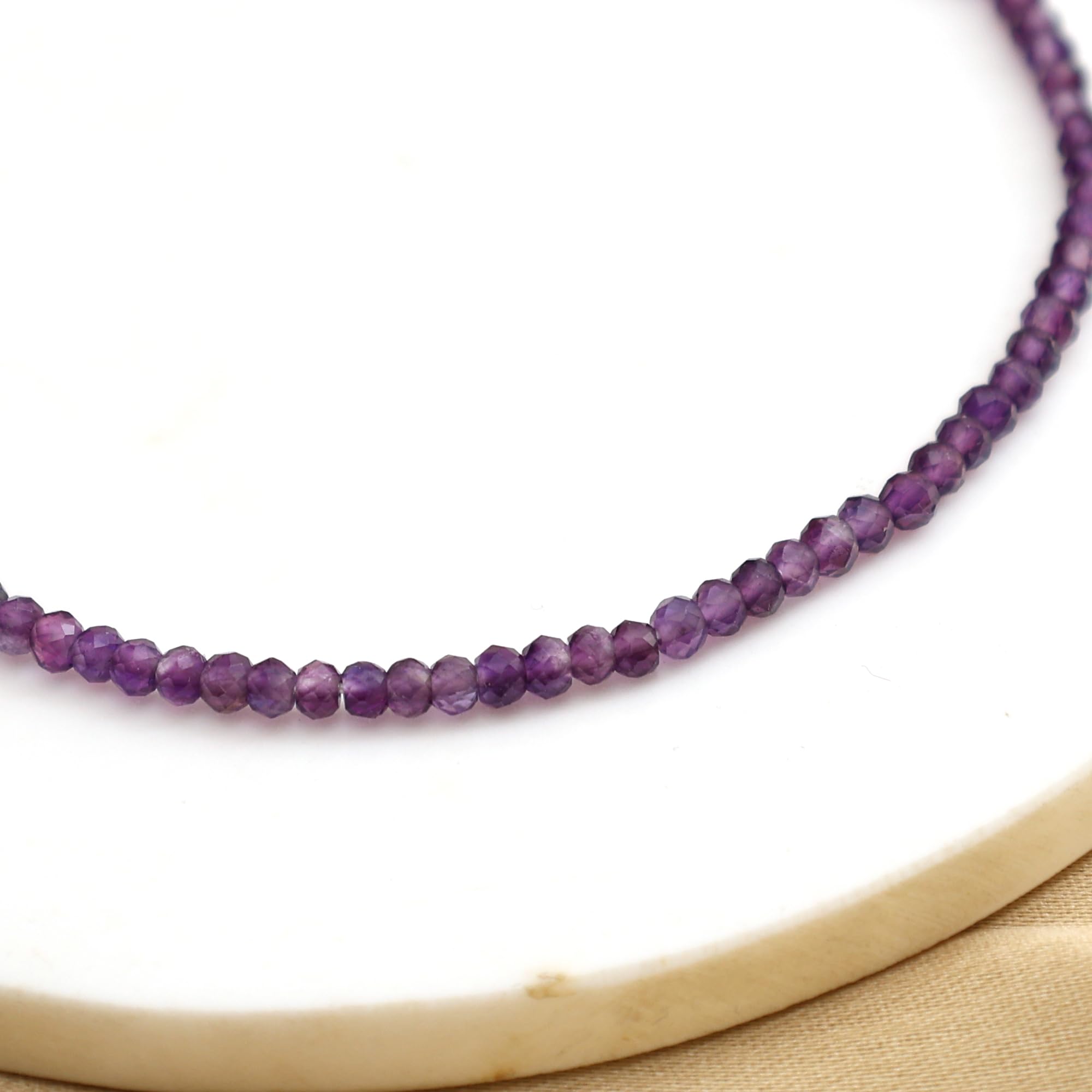 Gempires Amethyst Beaded Bracelet - February Birthstone Jewelry for Women, 8 Inch Silver Plated Dainty Bracelet, Hypoallergenic Gemstone Gift | Perfect for Birthdays, Valentine's Day & Everyday Wear